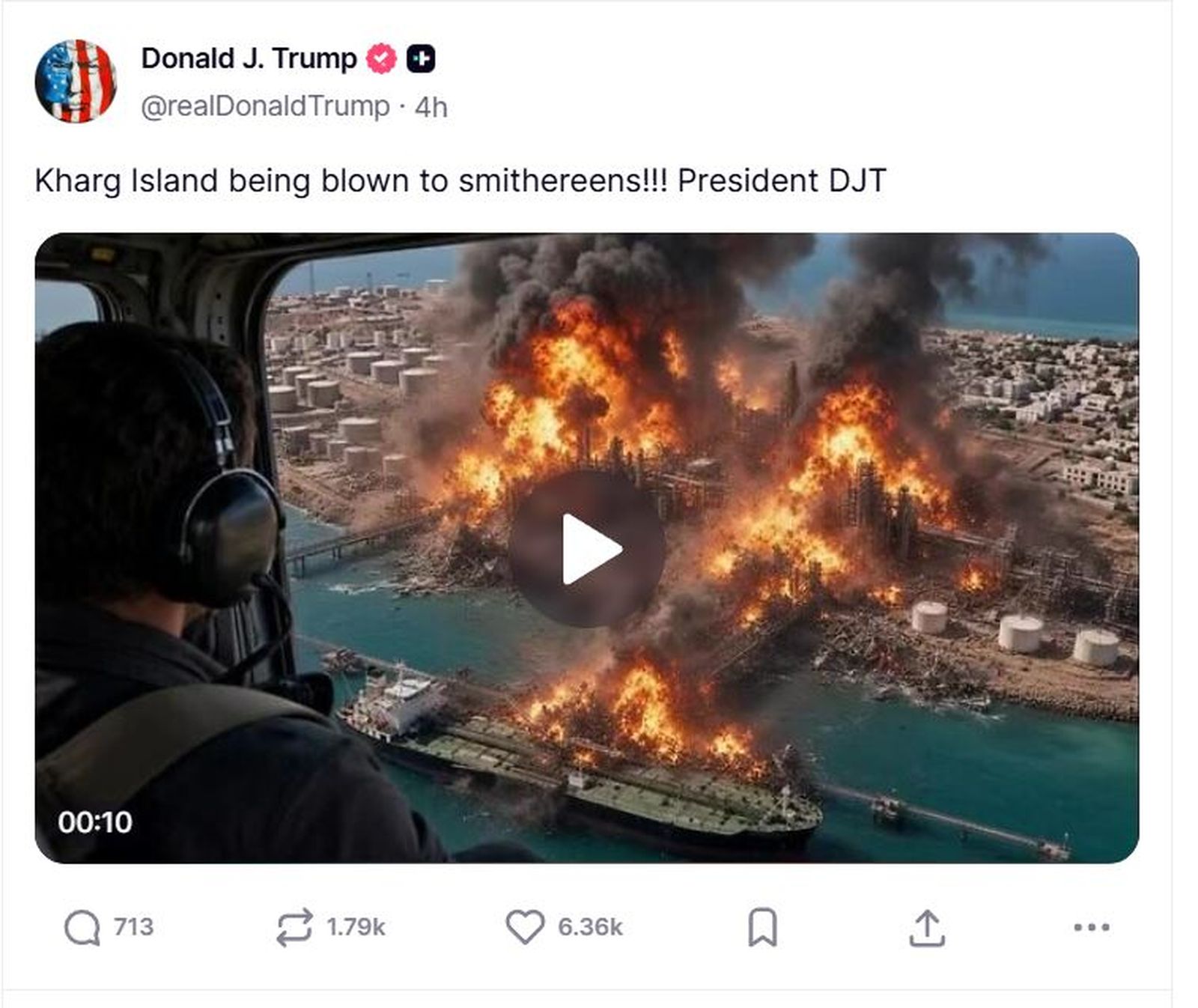 Publicació de Trump a la xarxa social Truth Social, este dilluns