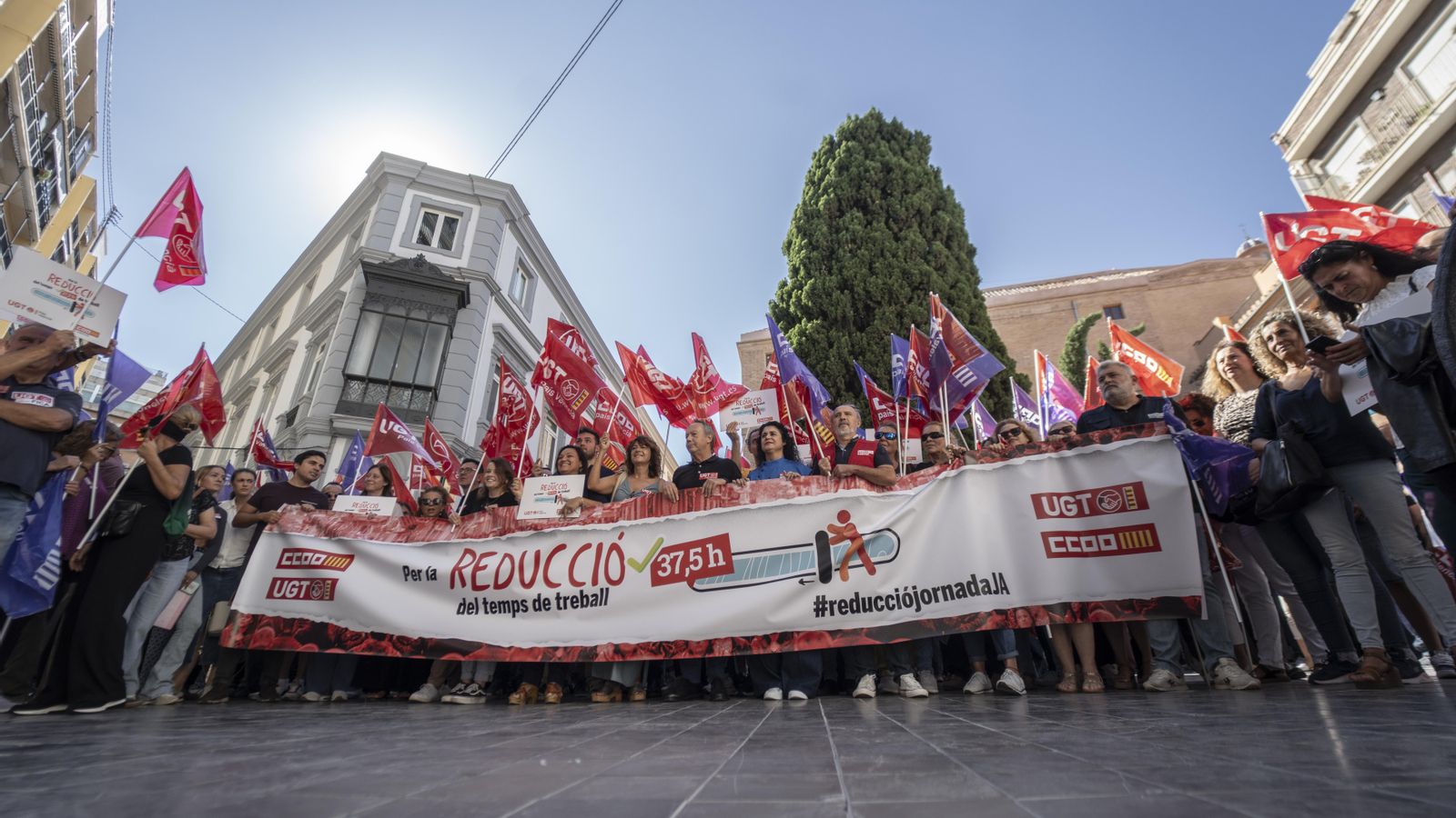 Un moment de la concentració a València, este dijous