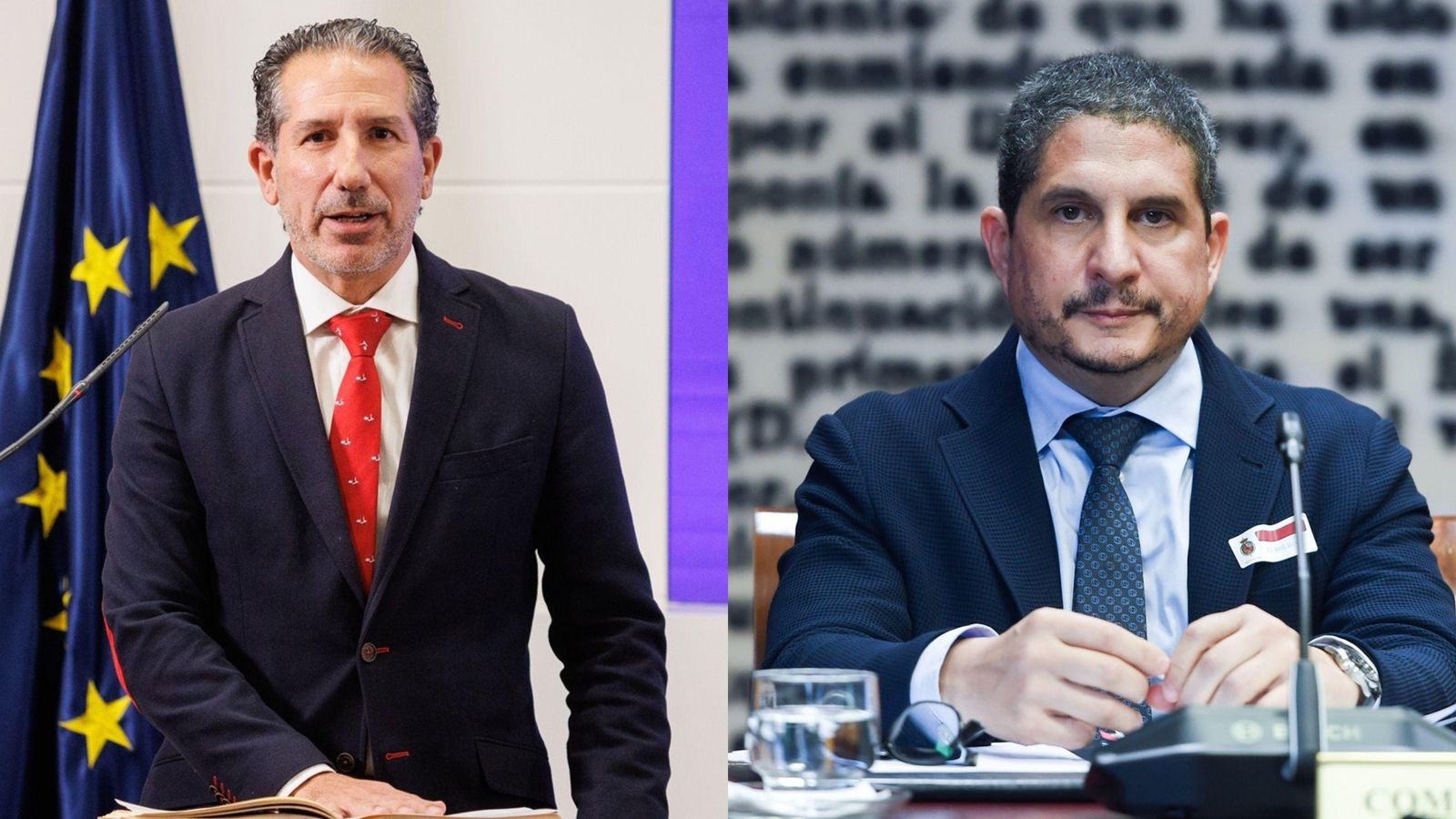 D'esquerra a dreta, Jesús Manuel Gómez i Michaux Mirand, els dos alts càrrects de Transports destituïts