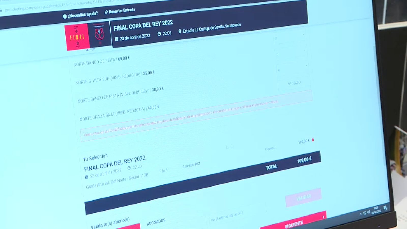 Compra d'entrades per a la final de la Copa del Rei