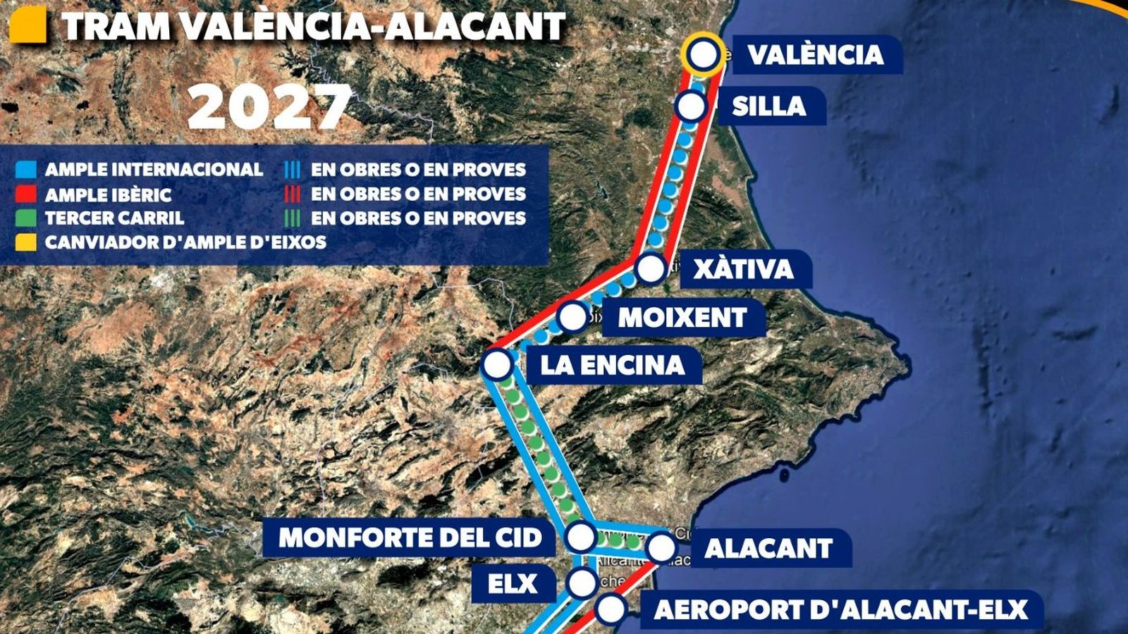 Estat de les obres en el tram Valància-Alacant