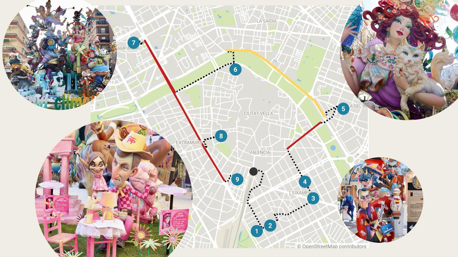 La ruta perfecta per a visitar les falles