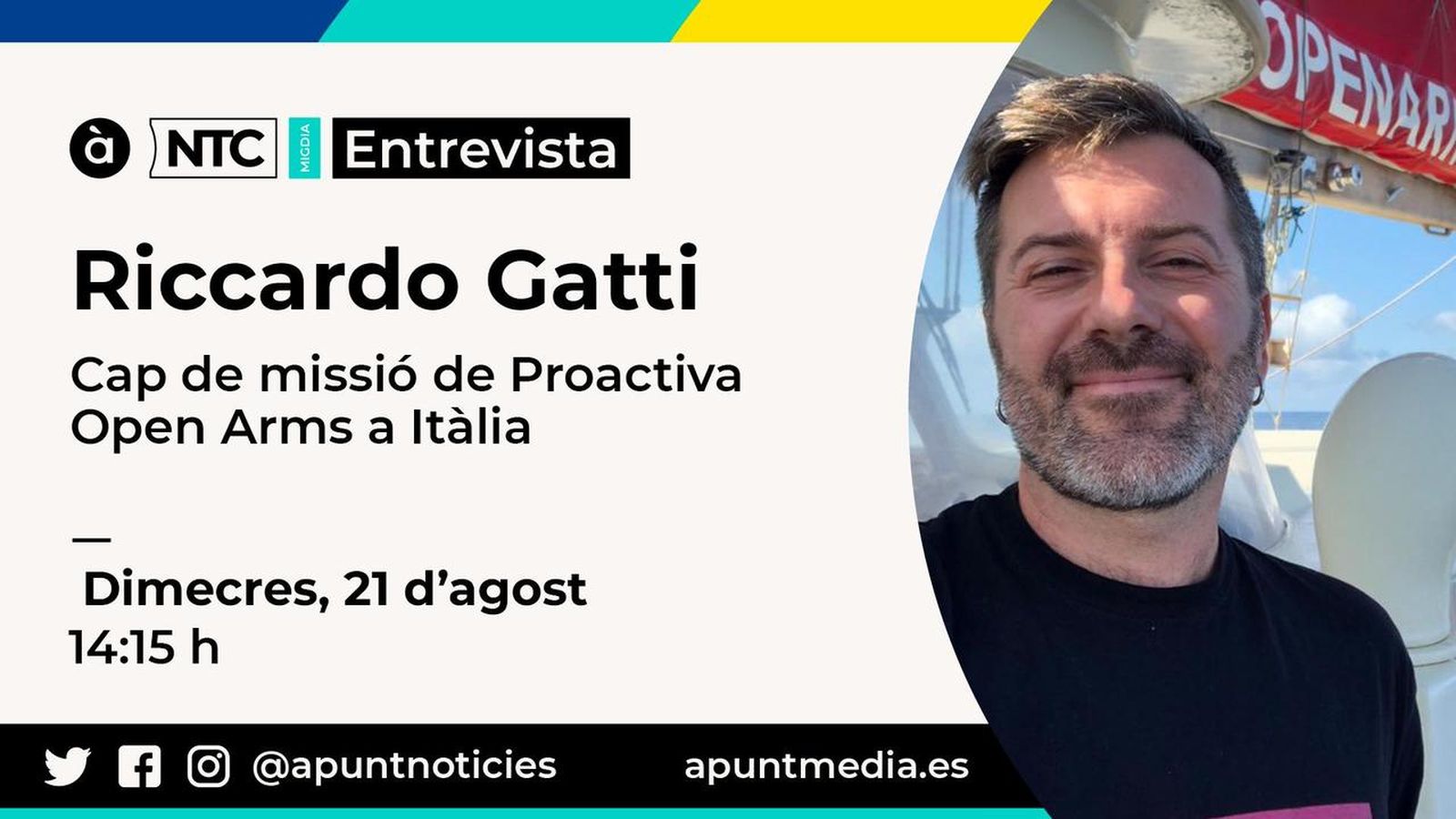 21.08.2019 | Riccardo Gatti, cap de missió de Proactiva Open Arms a Itàlia