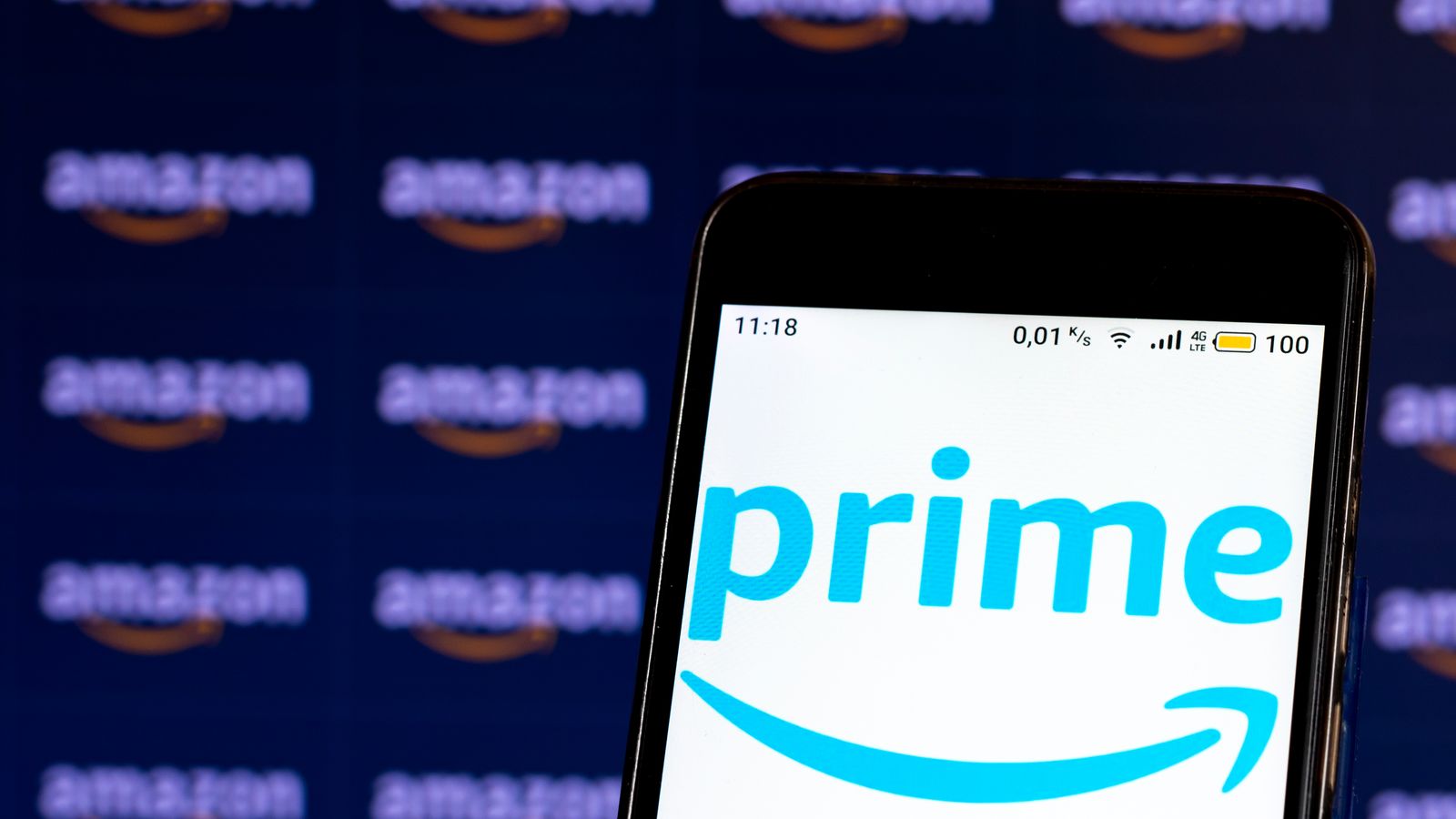 Logo d'Amazon Prime en un telèfon mòbil