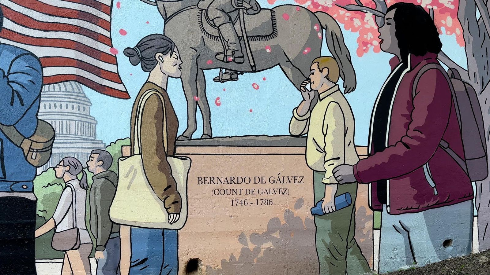 Roca ha dedicat una de les escenes del mural a Bernardo de Gálvez