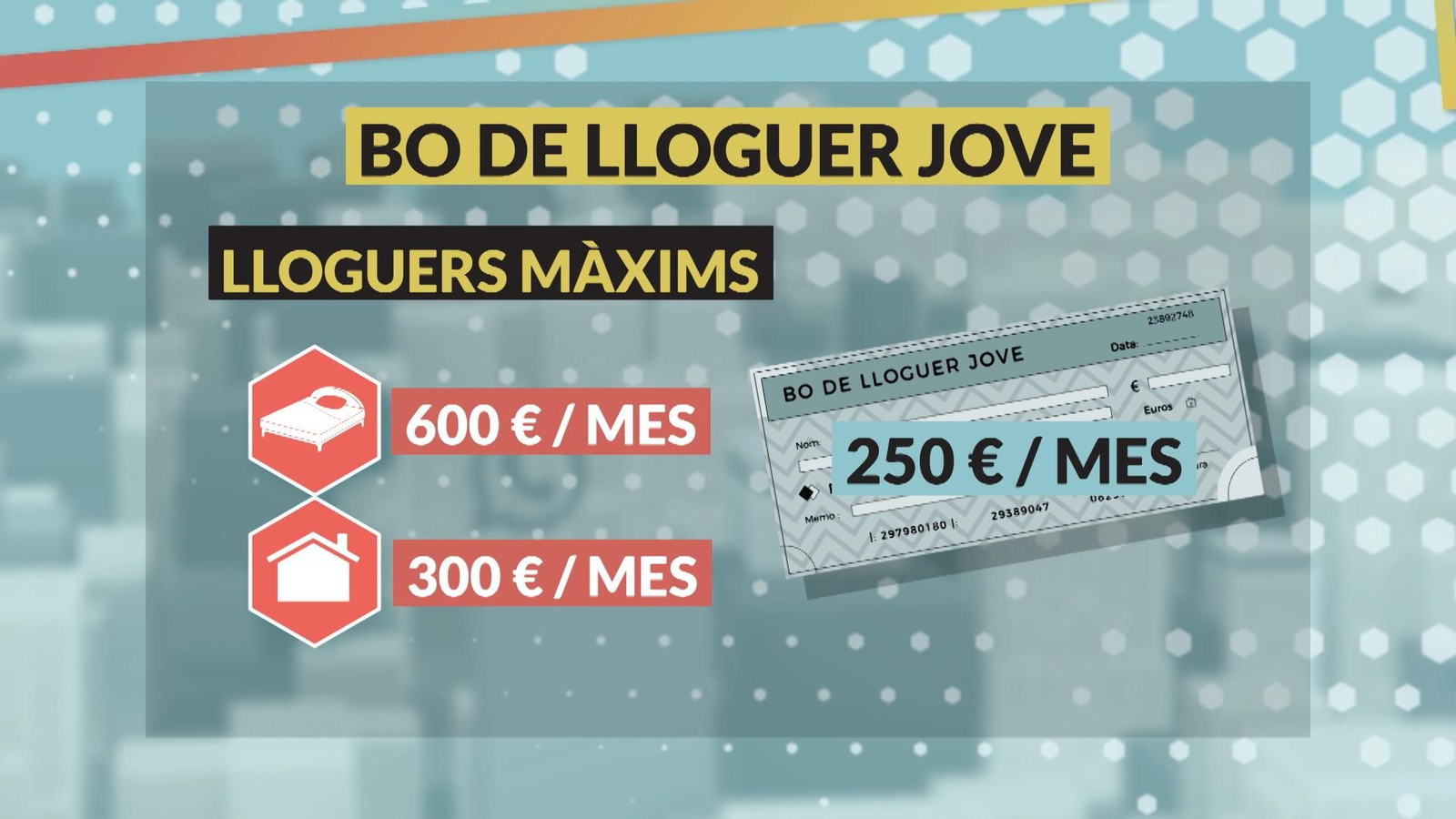 El bo de lloguer jove màxim aprovat és de 250 euros al mes. Les comunitats autònomes decidiran els criteris de repartiment i fixaran els preus màxims de lloguer
