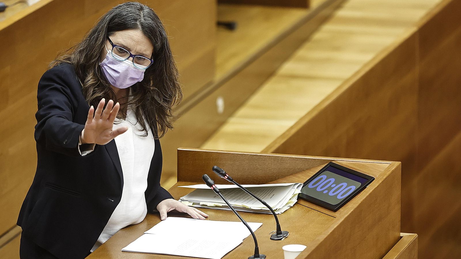 La vicepresidenta de la Generalitat, Mónica Oltra, compareix en les Corts en una imatge d'arxiu La vicepresidenta de la Generalitat, Mónica Oltra, compareix en les Corts en una imatge d'arxiu