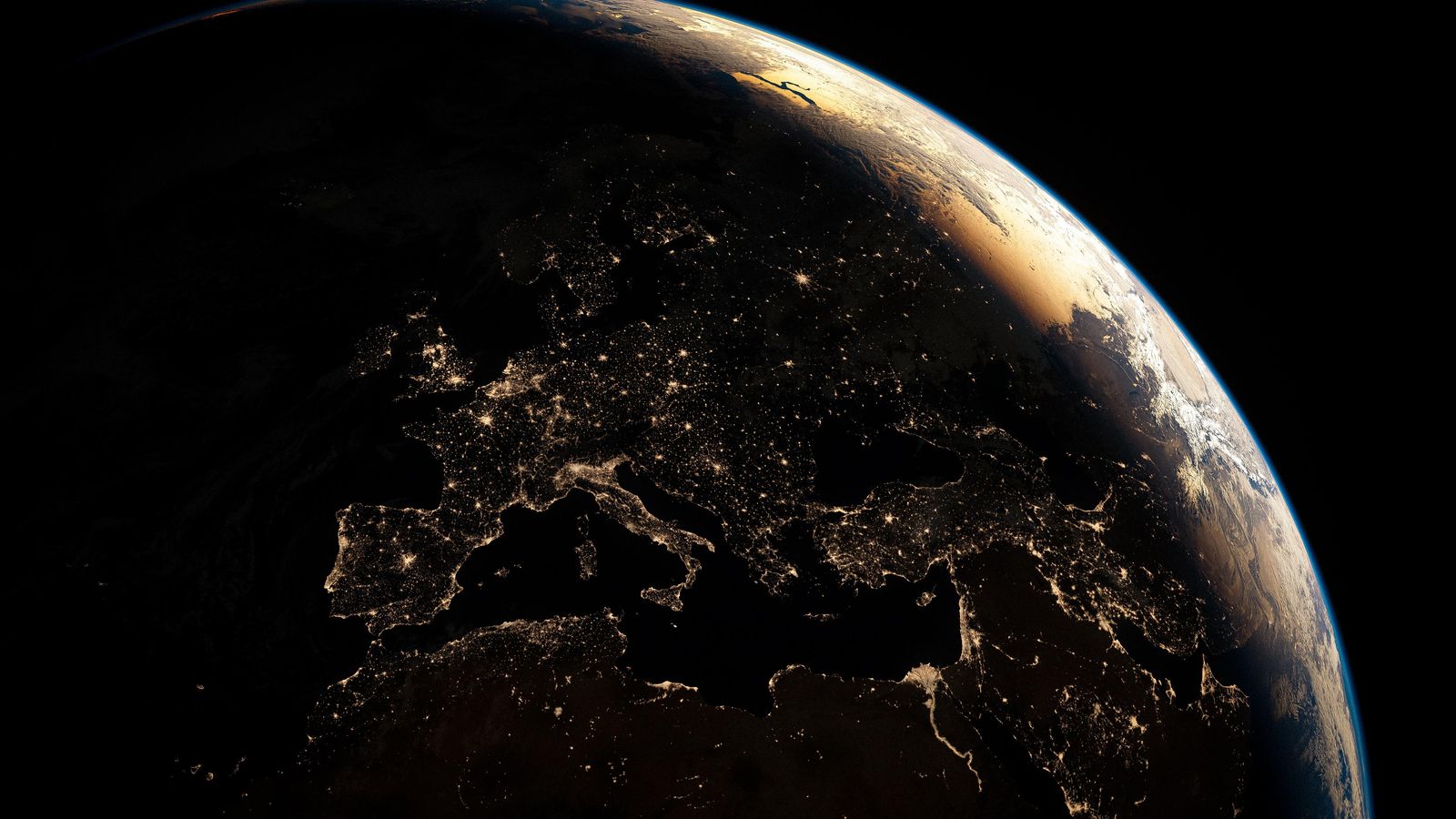 Imatge d'arxiu de la contaminació lumínica a Europa