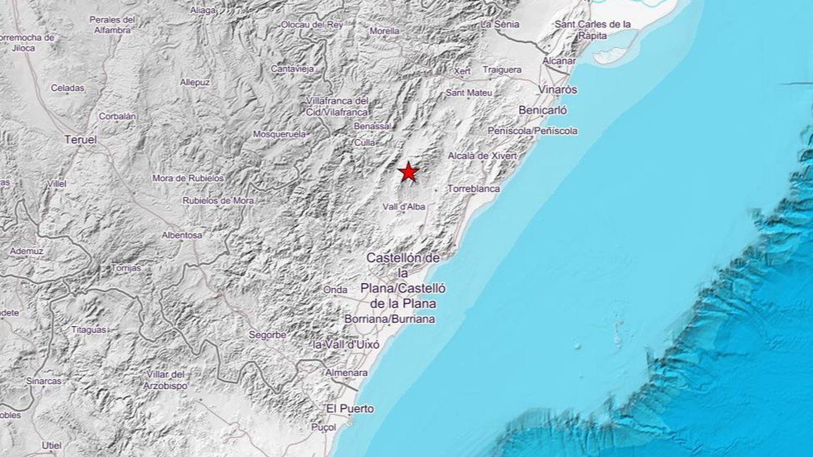 Epicentre del terratrèmol registrat a la Sera d'en Galceran