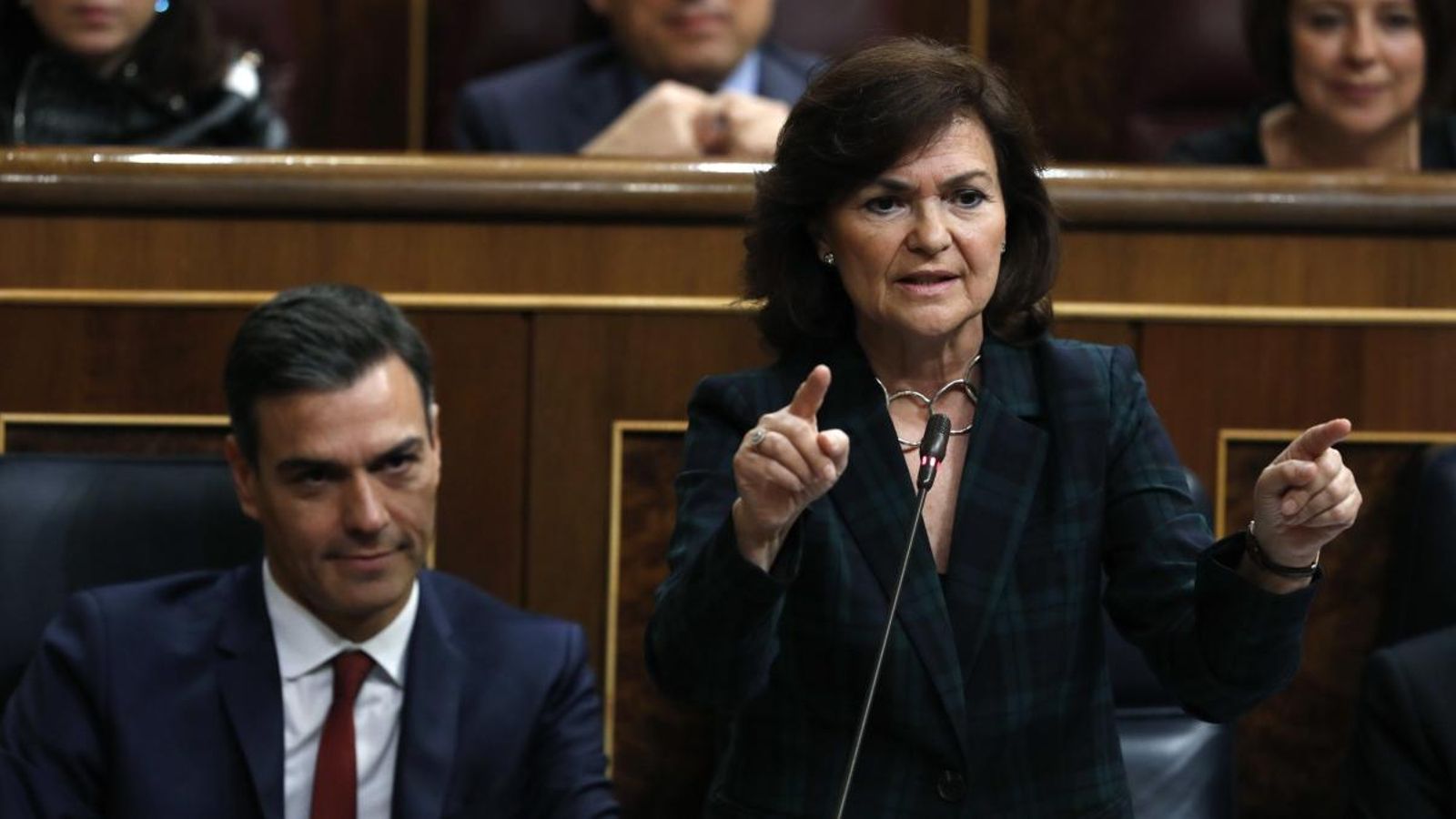Pedro Sánchez, president del govern espanyol, i Carmen Calvo, vicepresidenta del govern espanyol Pedro Sánchez, president del govern espanyol, i Carmen Calvo, vicepresidenta del govern espanyol