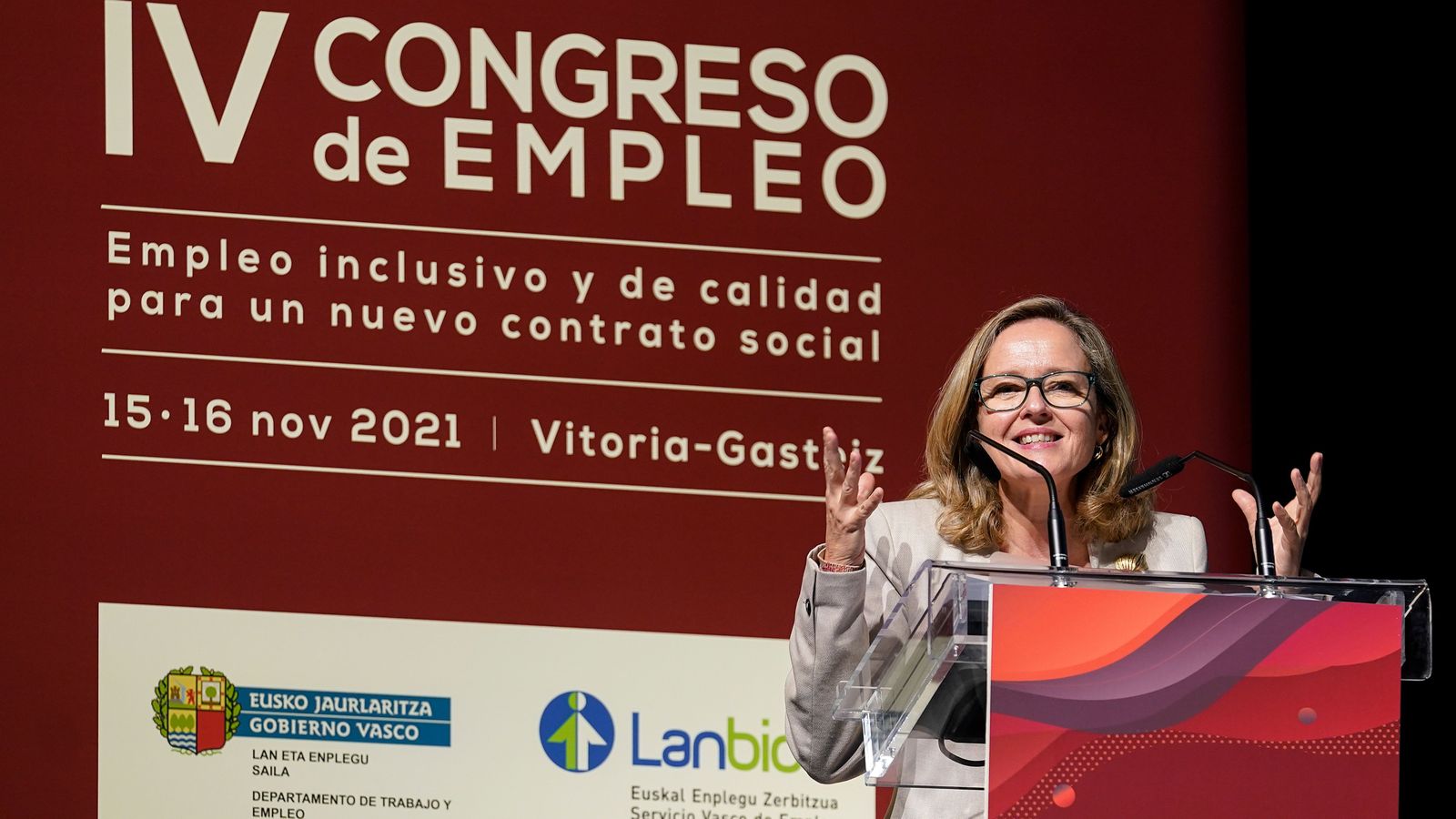 Nadia Calviño intervé en la inauguració del IV Congrés d'Ocupació a Vitoria