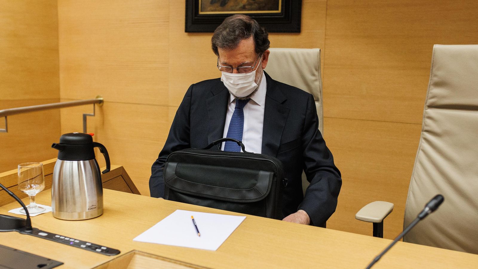 L'expresident del Govern, Mariano Rajoy, a l'inici de la seua compareixença en la comissió Kitchen