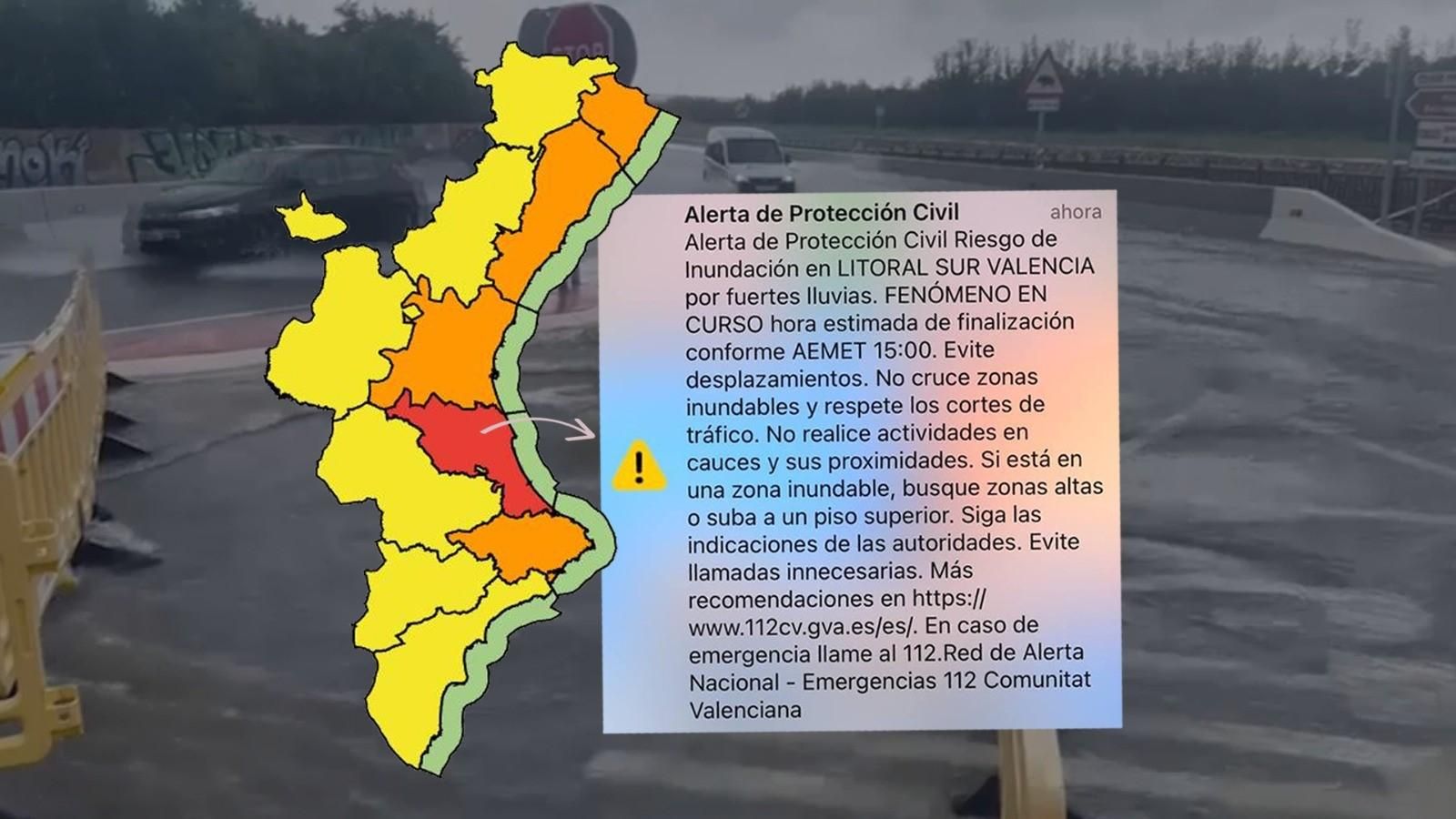 Muntatge amb el mapa d'avisos d'Aemet i l'Es-Alert