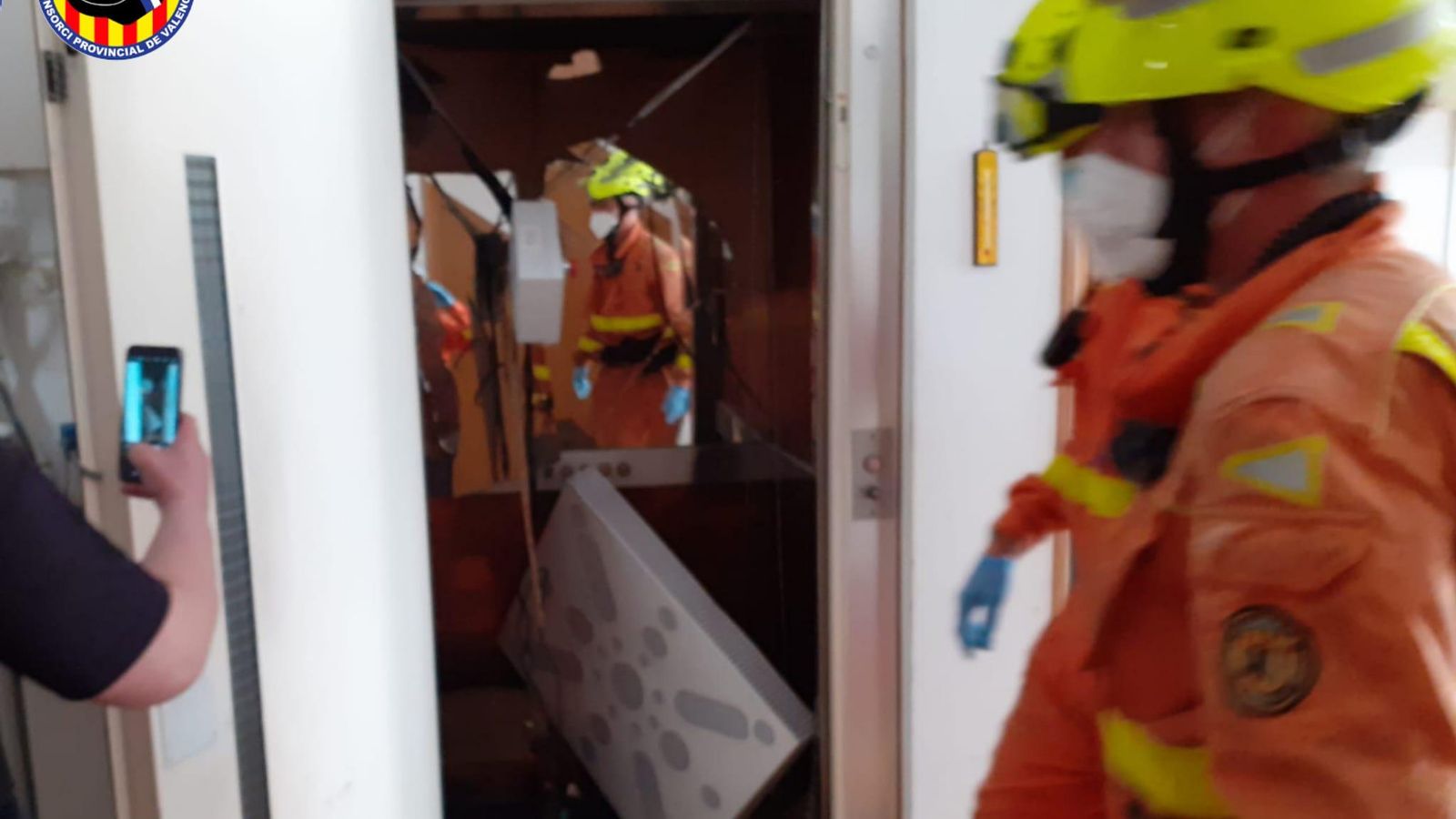 Estat en que ha quedat l'ascensor