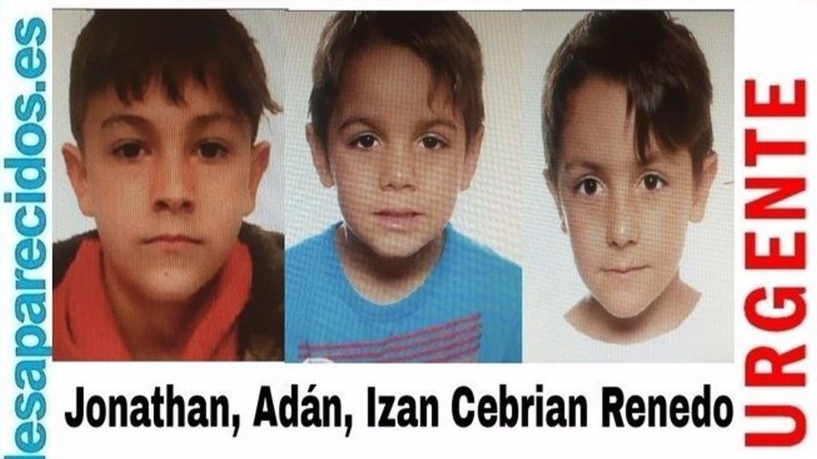 Imatge dels tres xiquets desapareguts