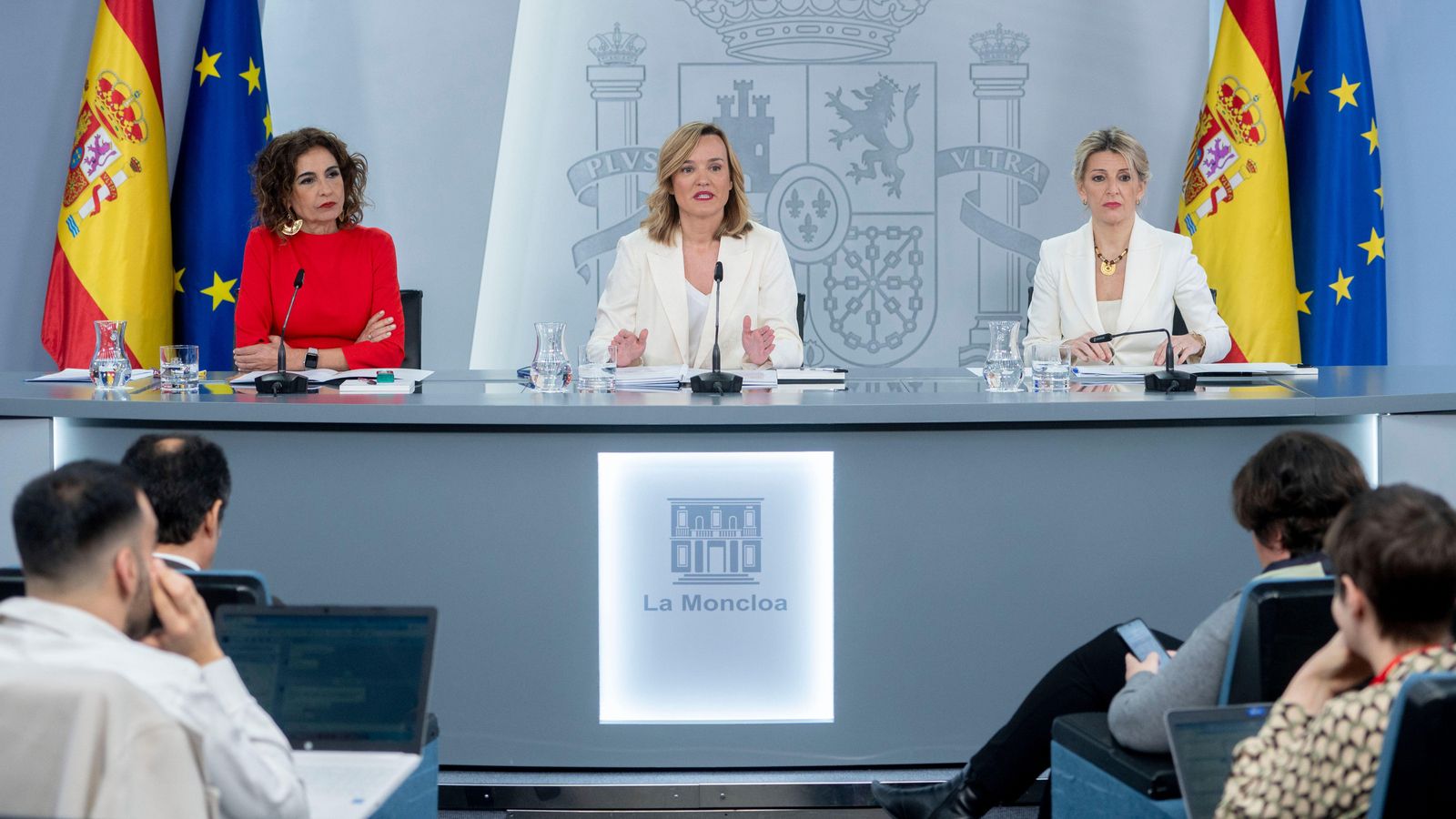 En imatge, la roda de premsa posterior al Consell de Ministres on s'han informat de la pujada de l'SMI
