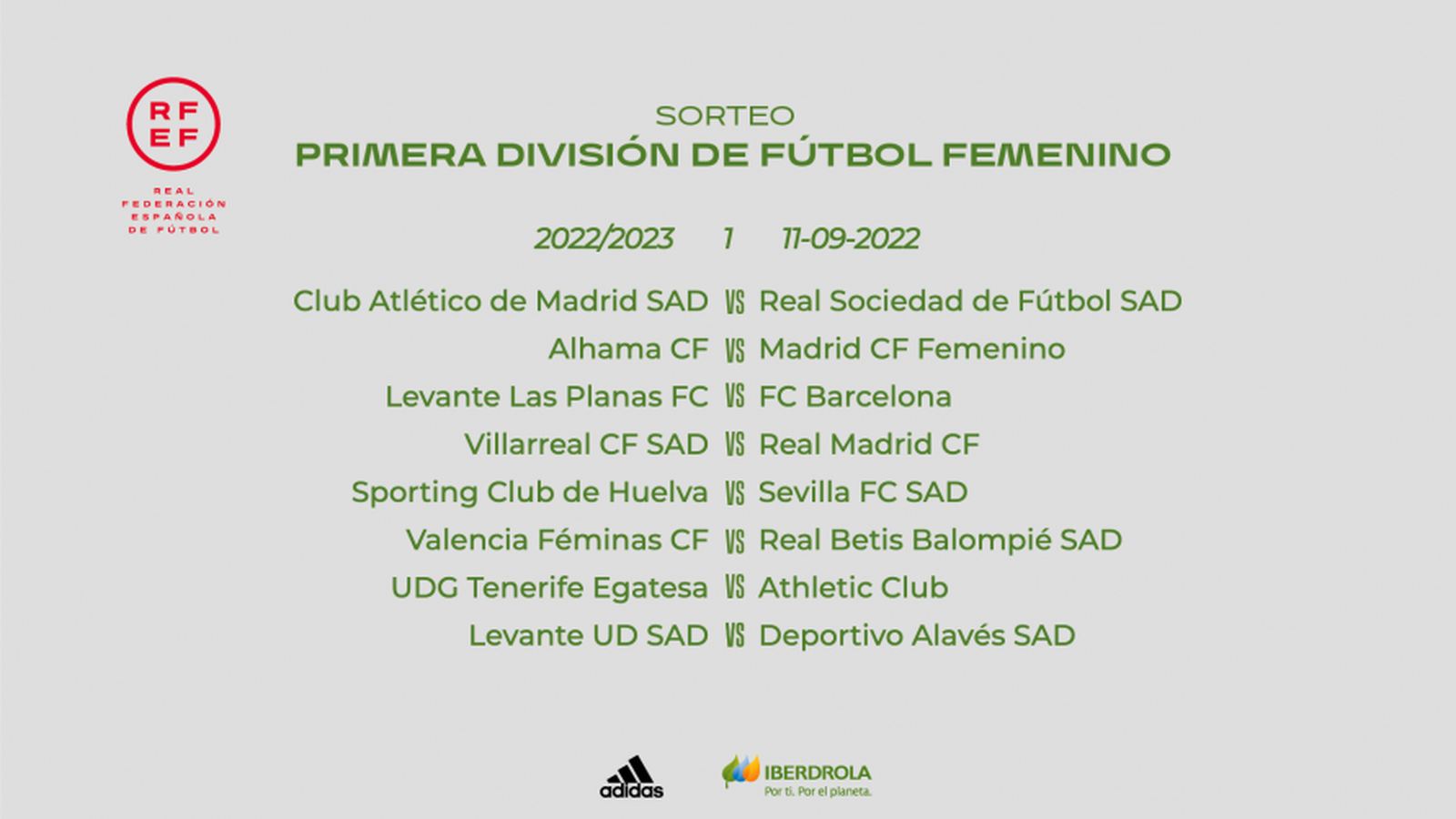 Sorteig de la primera jornada de la Primera femenina