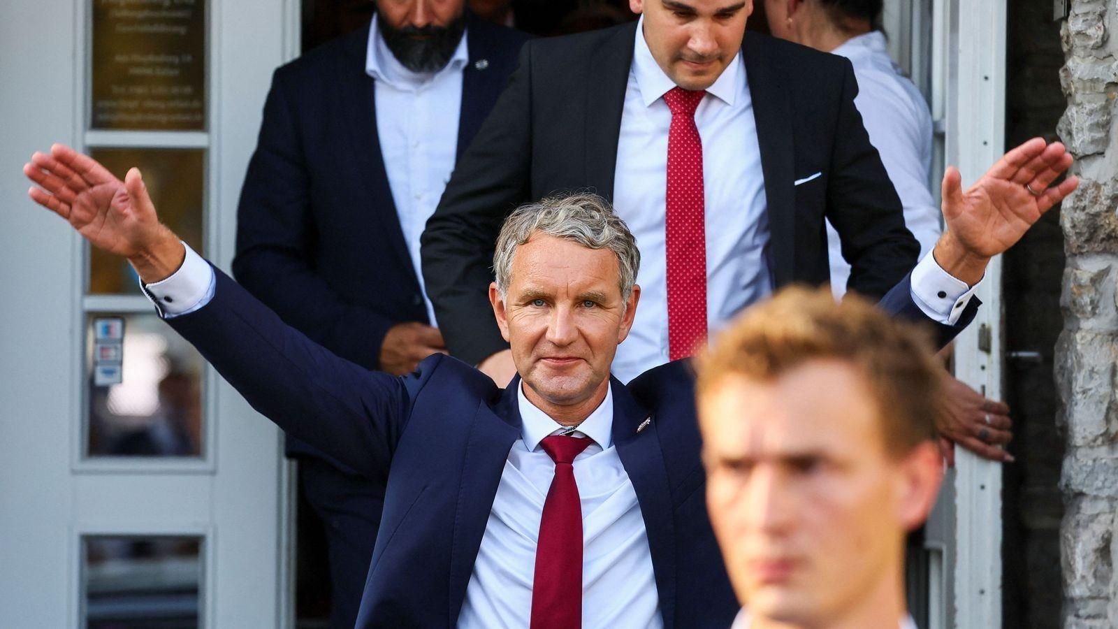 Björn Höcke, candidat de l'extrema dreta d'Alternativa per Alemanya (AfD), este diumenge a Erfurt