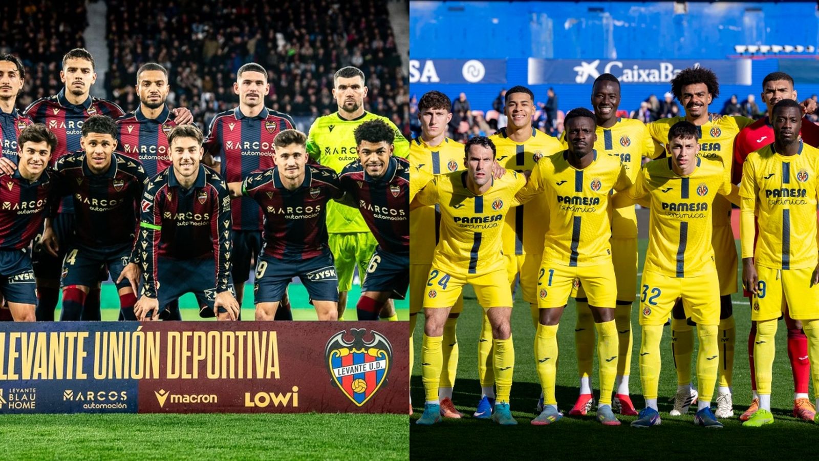 Imatge de les plantilles del Llevant i Villarreal