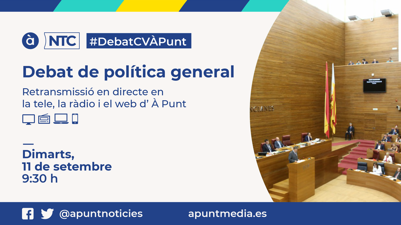 À Punt retransmetrà per la TV, la ràdio i el web el debat de política general des de les Corts