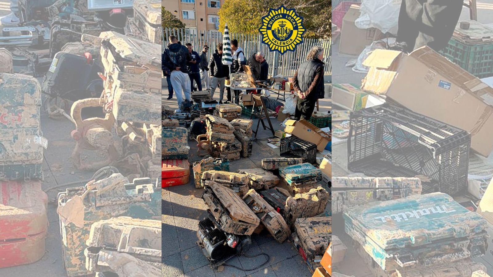 Una part dels maletins de ferramentes elèctriques robades.