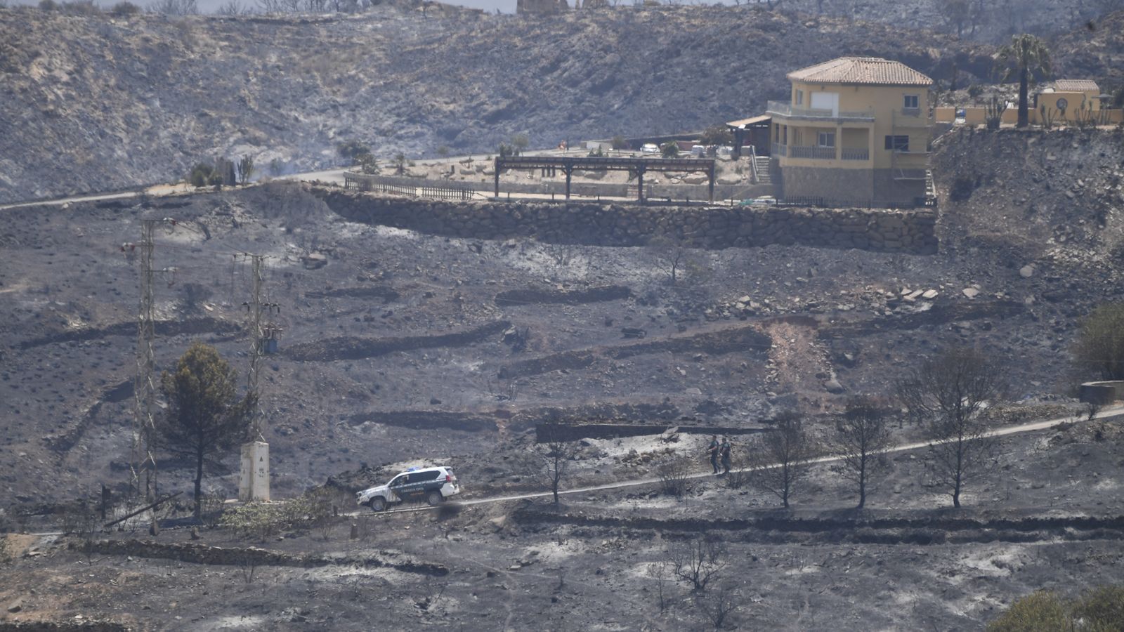 Terrenys calcinats per l'incendi forestal, el 10 de juliol del 2026, a Los Gallardos (Almeria).