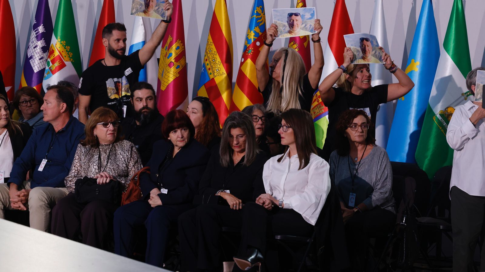 Víctimes de la dana, durant el funeral organitzat al Museu de les Ciències el passat octubre