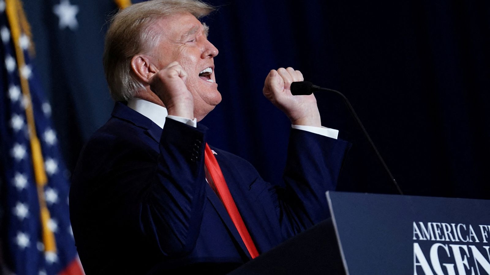 Trump, durant un acte de l'America First Policy Institute, aquest dimarts