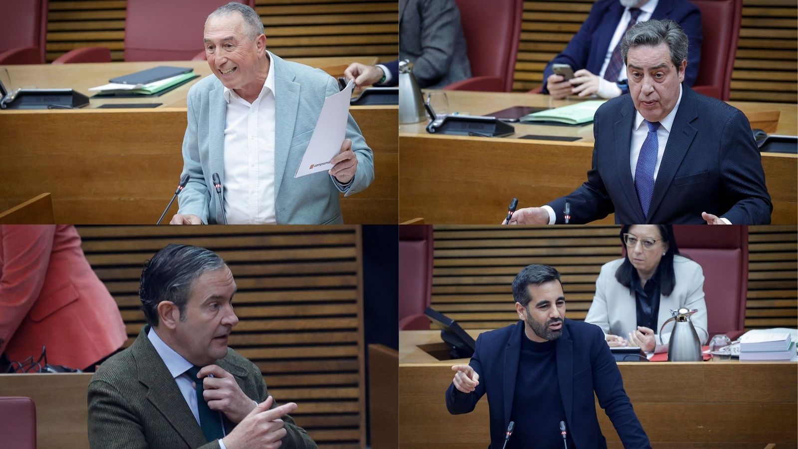 La dona de Juanfran Pérez Llorca, Vanesa Soler, acompanya el president de la Generalitat durant l'acte d'investidura