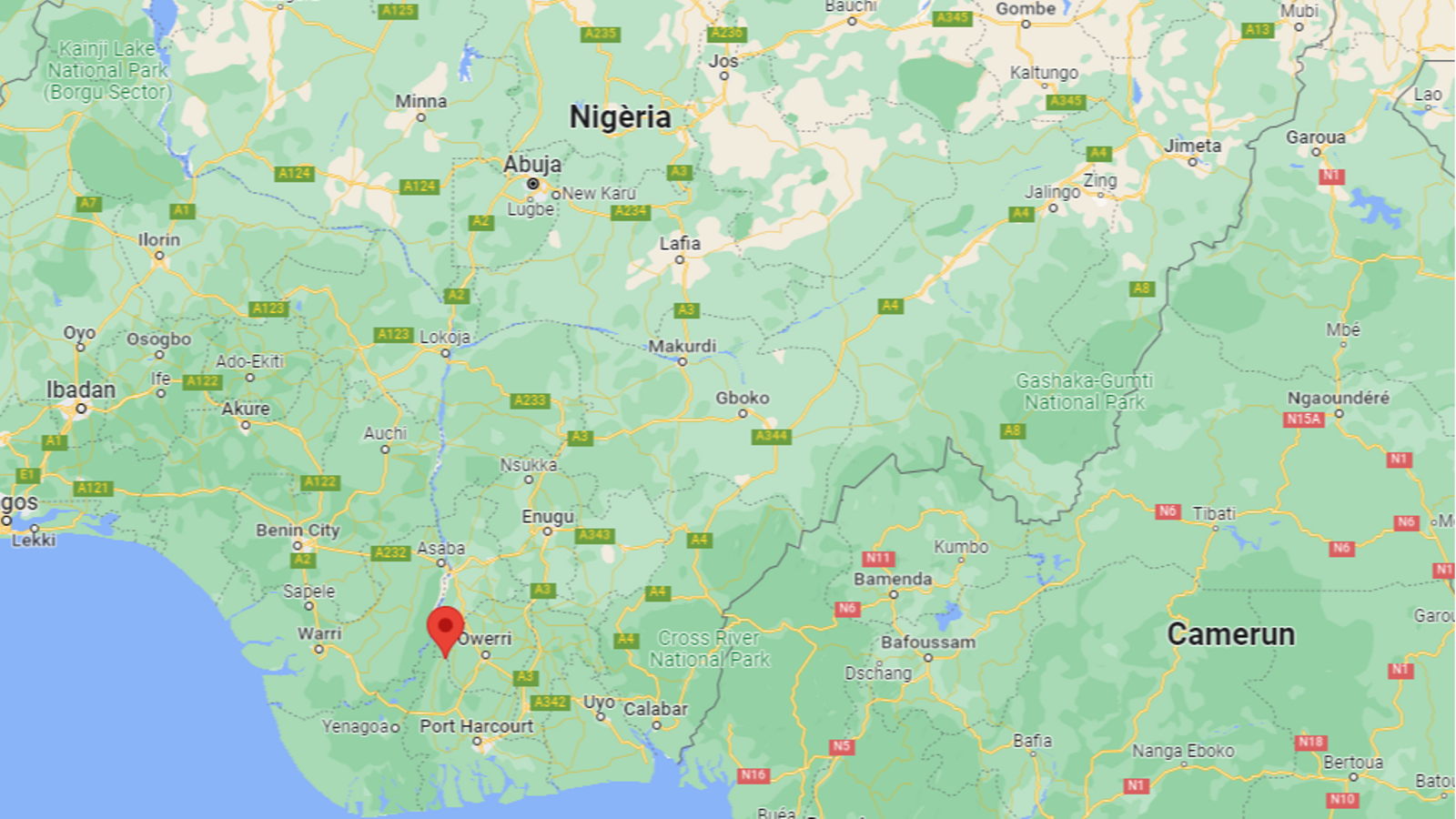 Bosc d'Abaezi, en l'estat d'Imo, lloc de l'accident