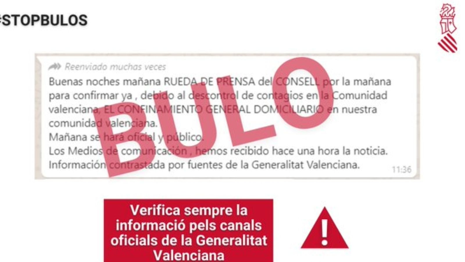 La Generalitat ha desmentit un missatge que ha circulat per Whatsapp