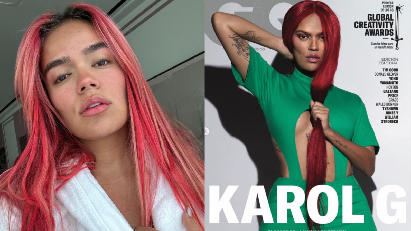 Imatge difosa per Instagram de Karol G i portada de l'edició mexicana de 'GQ'