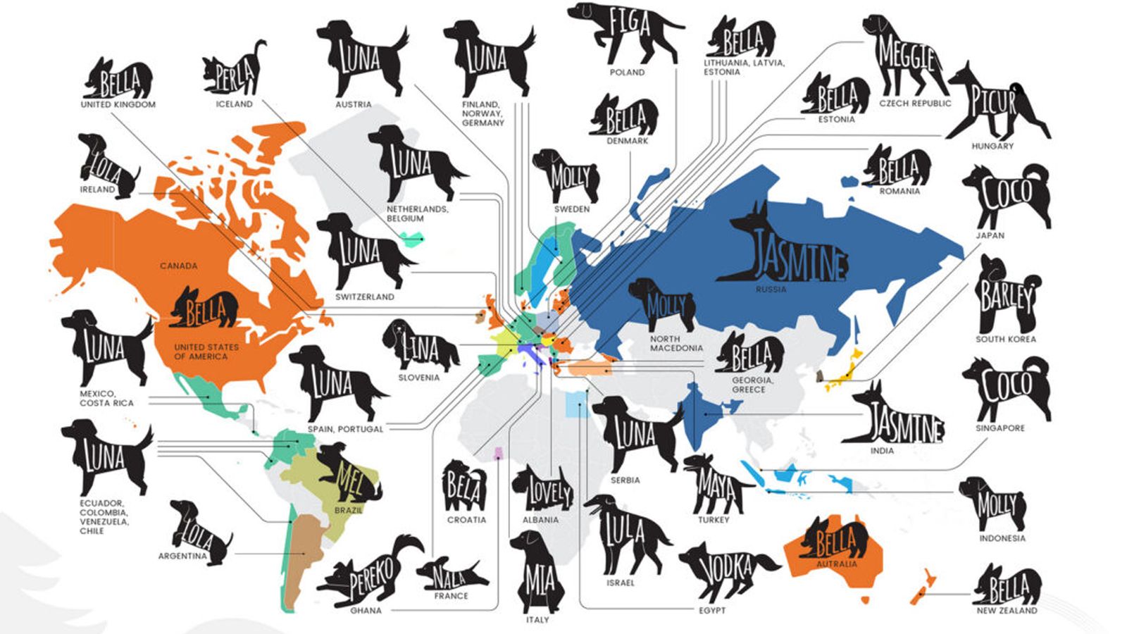 Noms de gossa més comuns al món