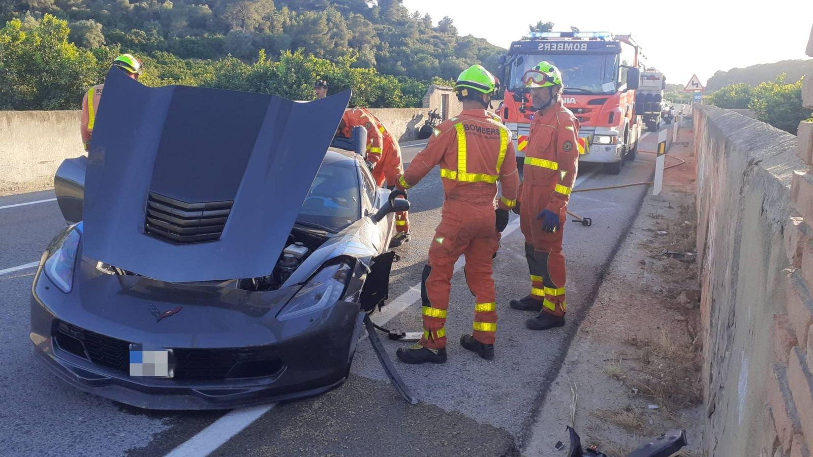 El cotxe d'Aron Canet després de l'accident