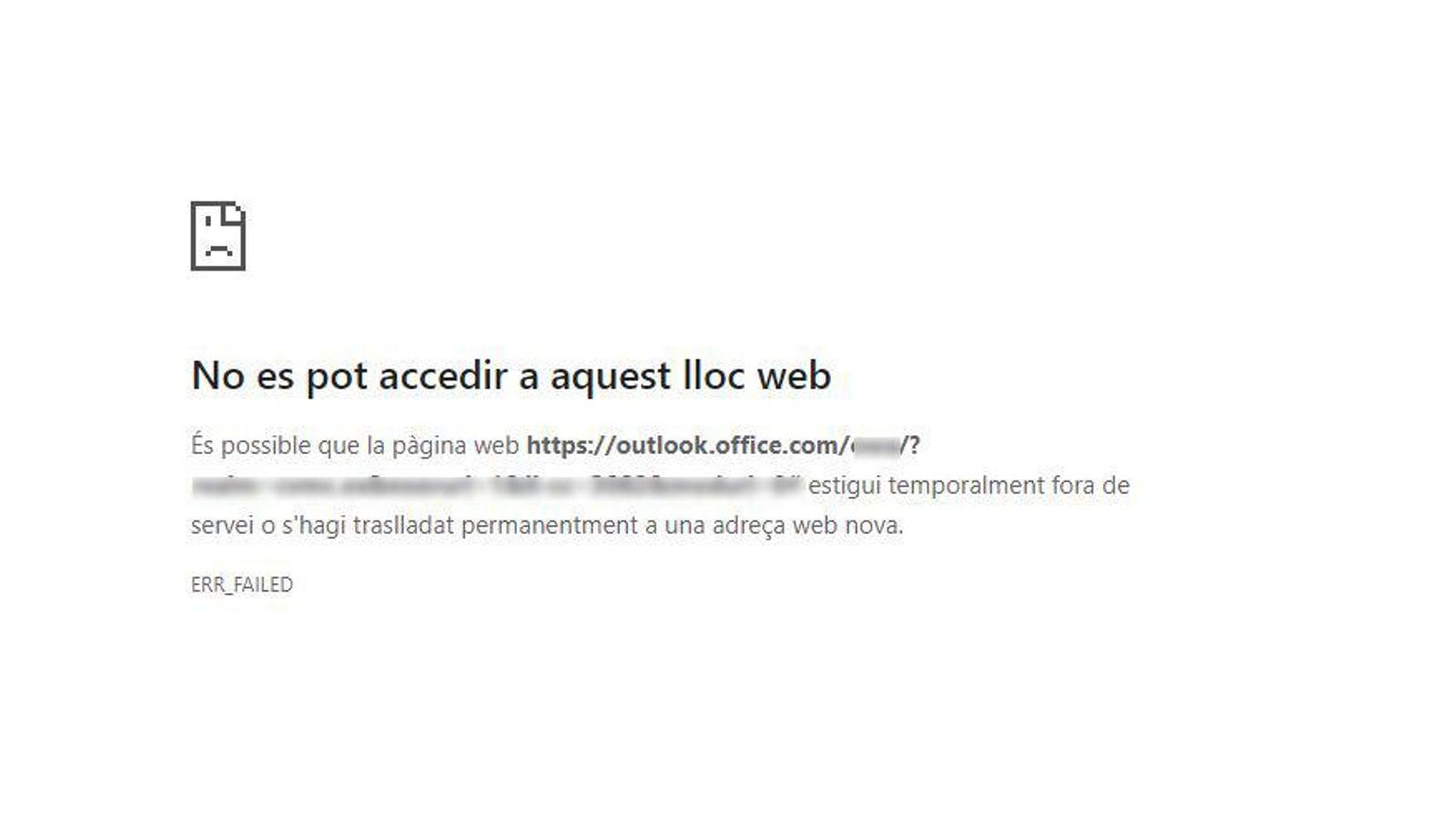 Un dels missatges d'errada que apareixen a l'Outlook Un dels missatges d'errada que apareixen a l'Outlook