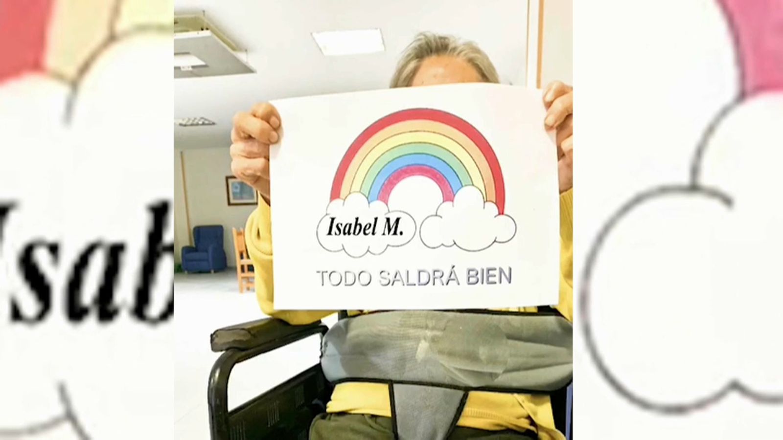 Una de les residents en el centre de Rafelbunyol, Isabel, envia ànims a tot el món.