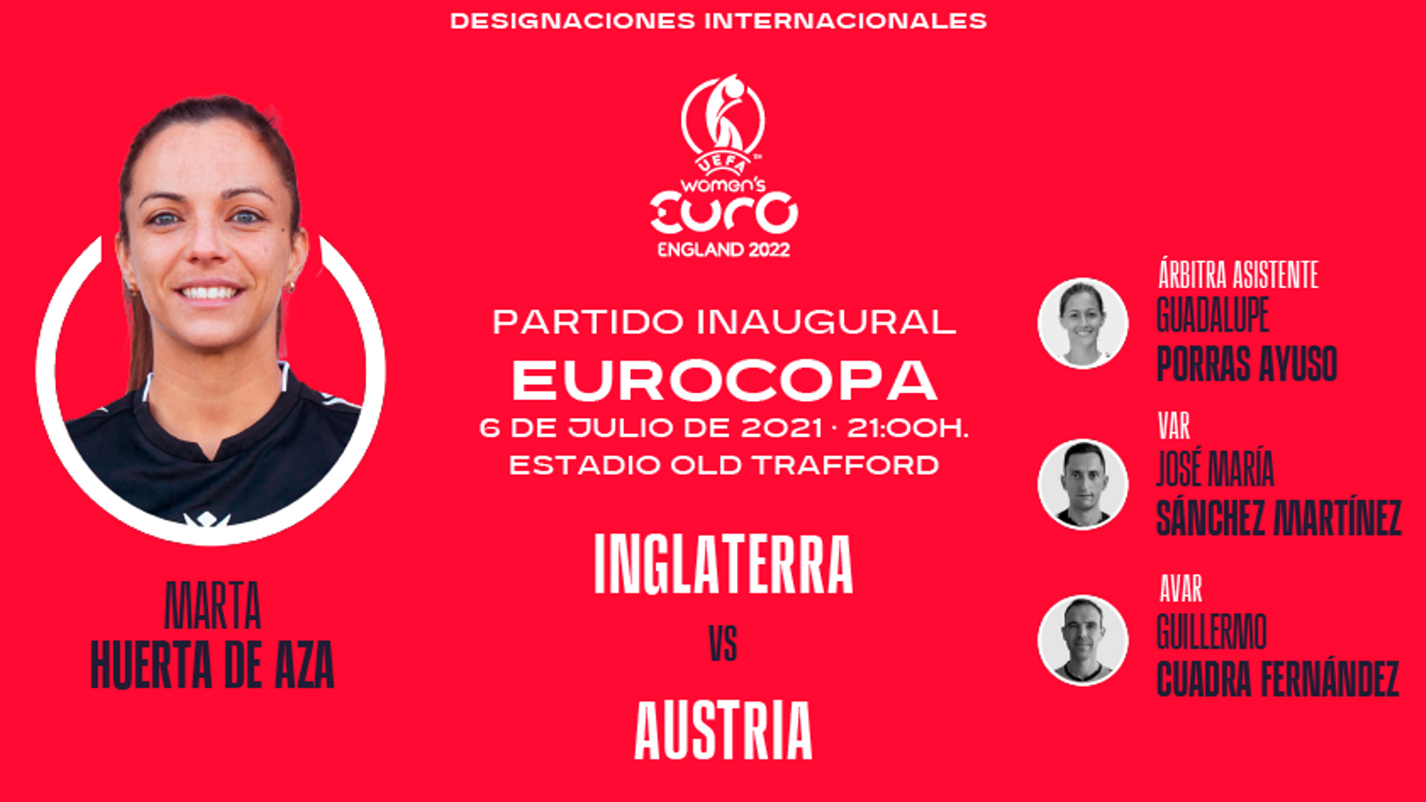 Amb aquest cartell, la RFEF ha anunciat la designació del partit inaugural de l'Eurocopa