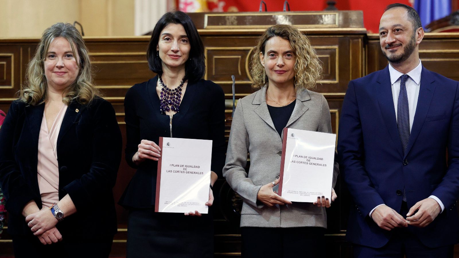 Les presidentes del Congrés, Meritxel Batet, i Senat, Pilar Llop, durant la reunió de les taules conjuntes de totes dues Cambres