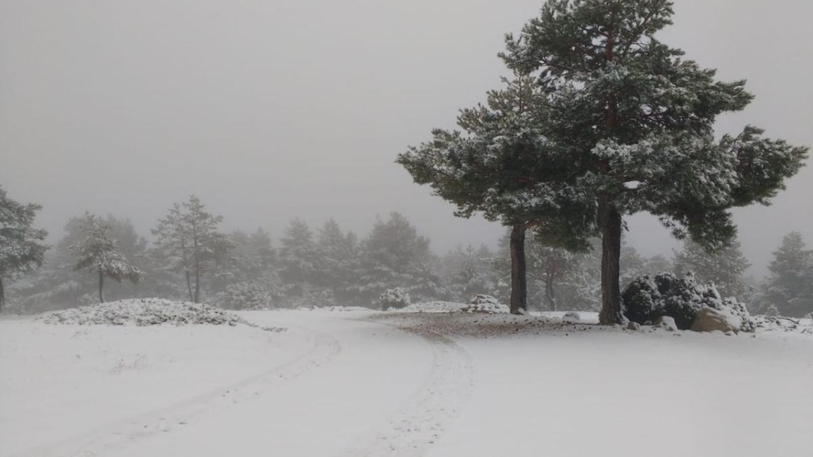 La neu ha tenyit de blanc el paisatge de la Pobla de Sant Miquel, a la comarca del Racó d’Ademús