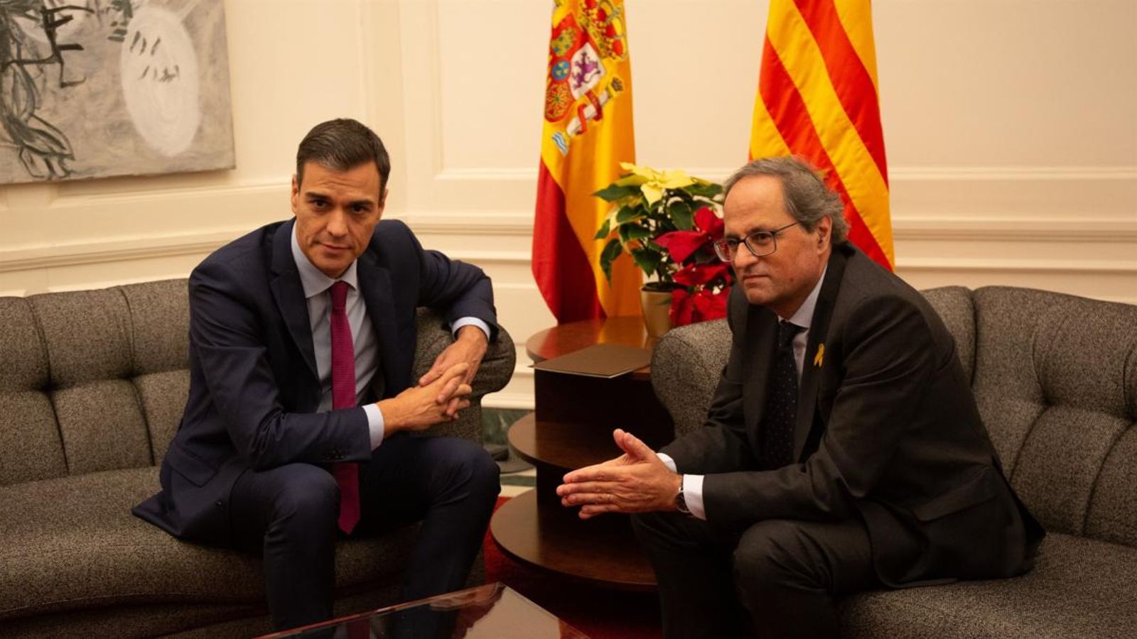 Quim Torra i Pedro Sánchez, durant la reunió