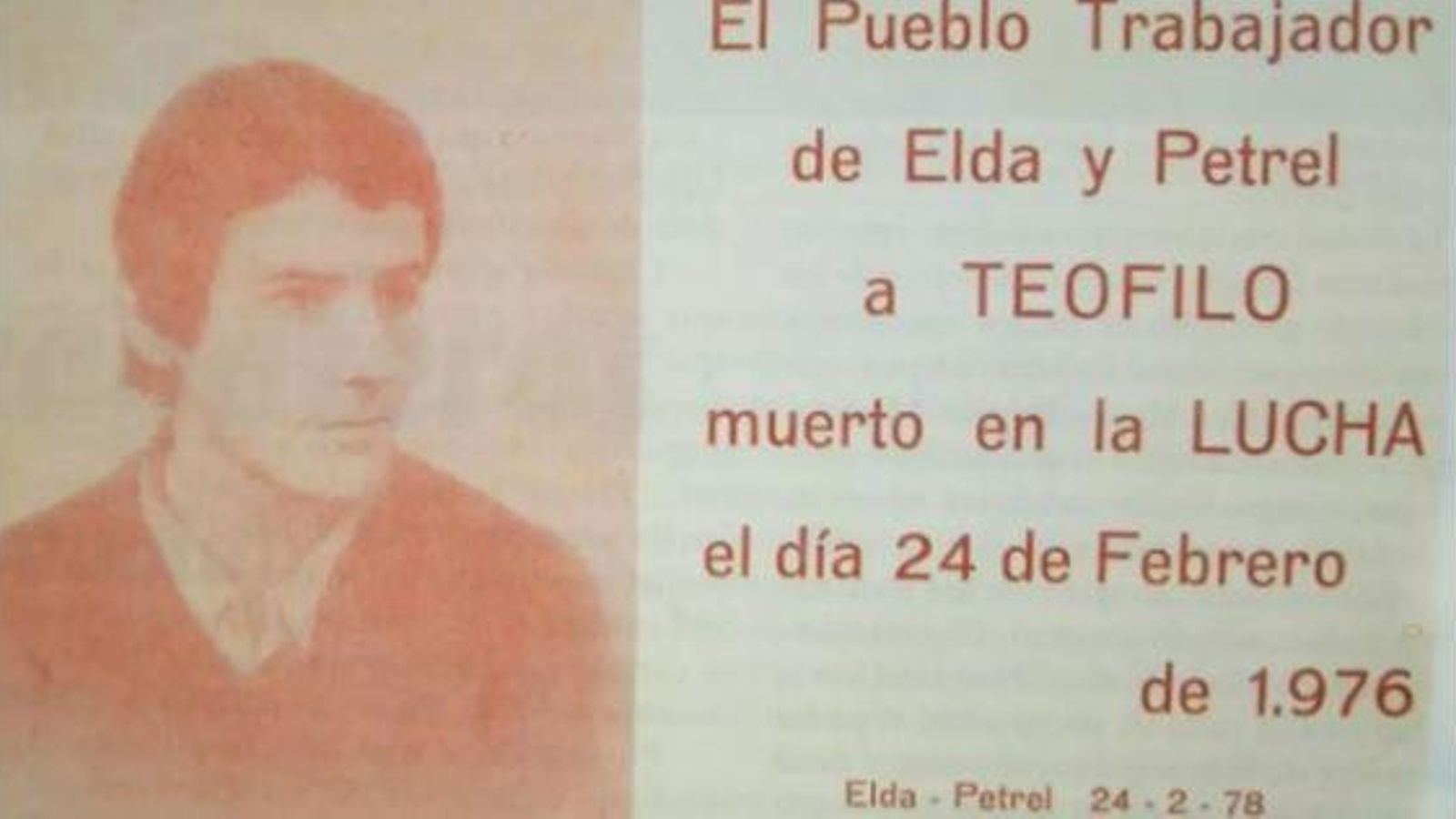 Imatge commemorativa de Teófilo de Valle, primera víctima de la Transició