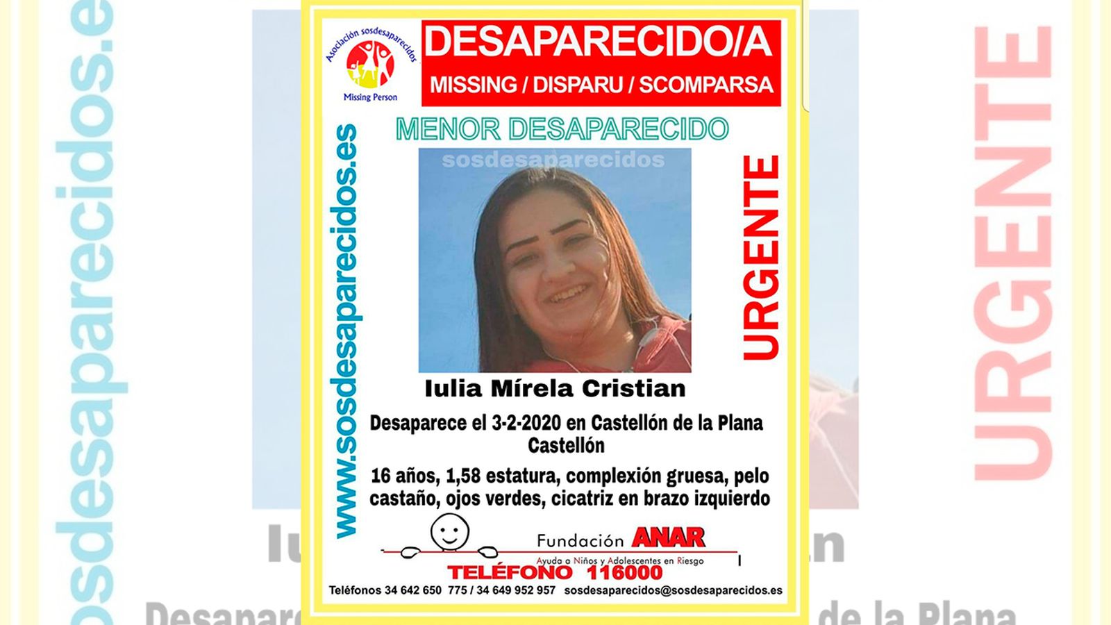 Fotografia de la jove desapareguda a Castelló de la Plana