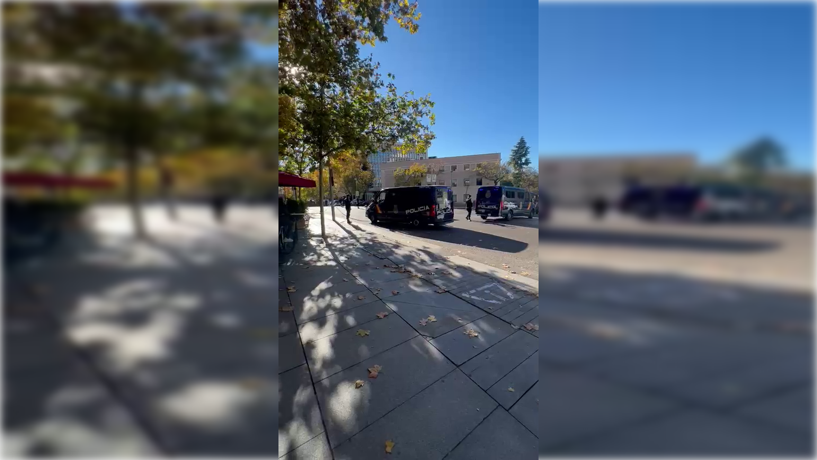 L'ambaixada dels Estats Units a Madrid, envoltada per un dispositiu policial