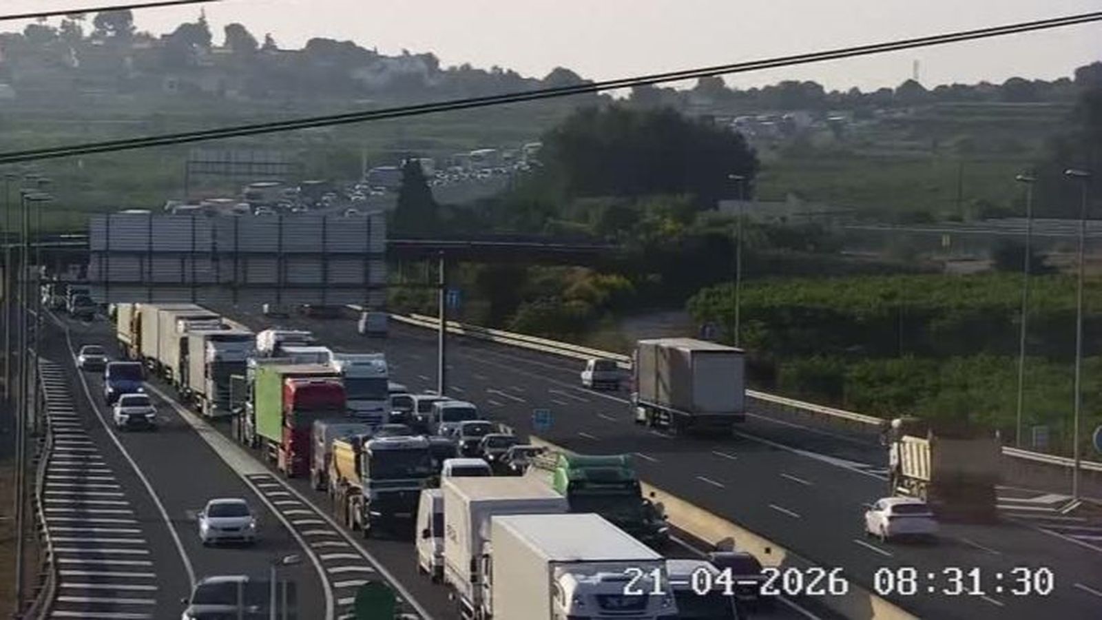 Retenció que presenta l'A-7 a Torrent en direcció nord