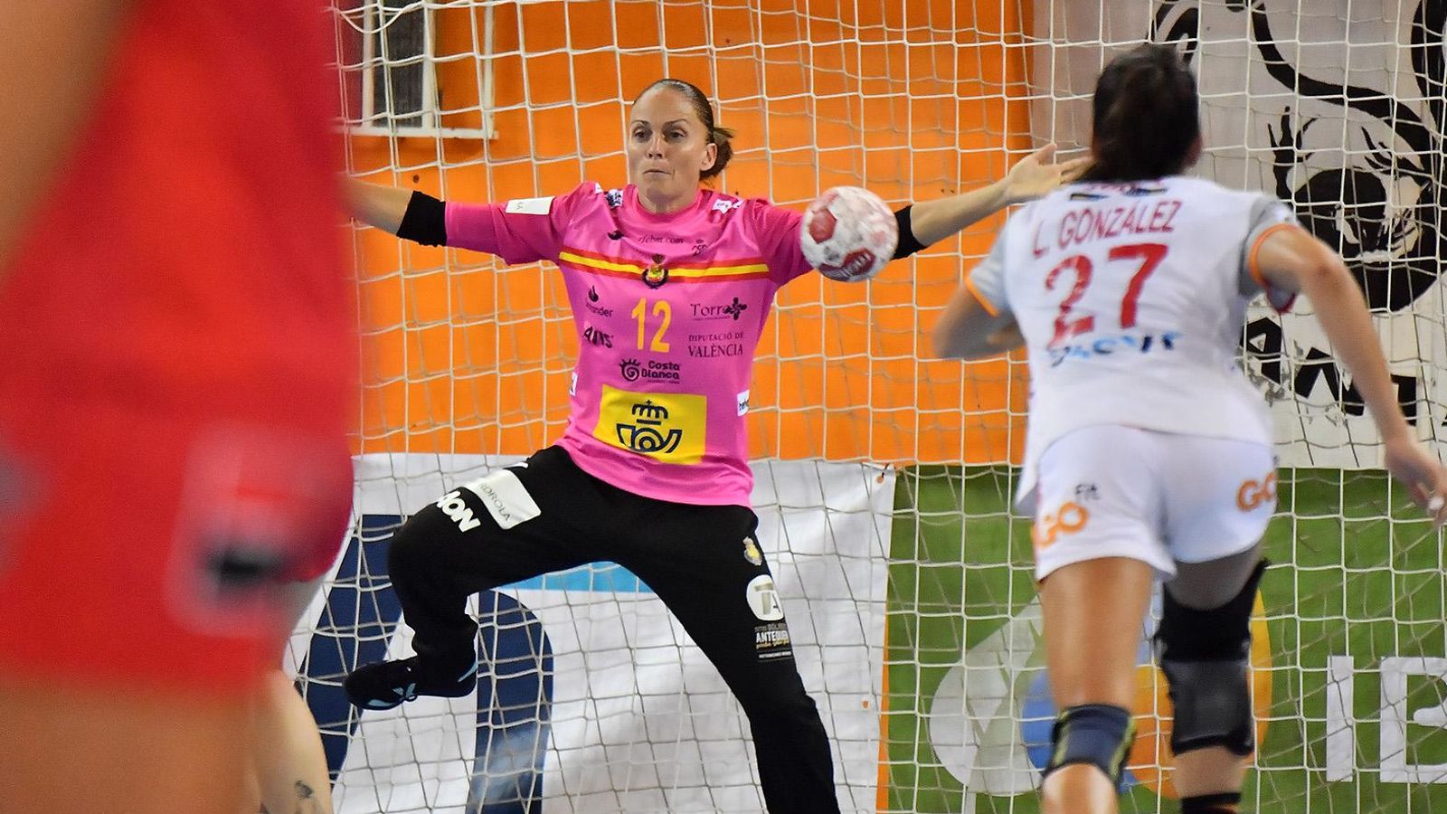 La portera del Rocasa Gran Canària, Silvia Navarro, durant un partit amistós a Port de Sagunt el passat cap de setmana