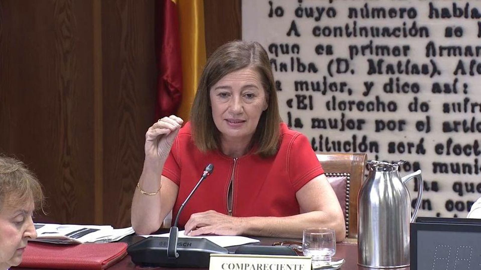 La presidenta del Congrés, Francina Armengol, durant la seua compareixença al Senat este dimarts