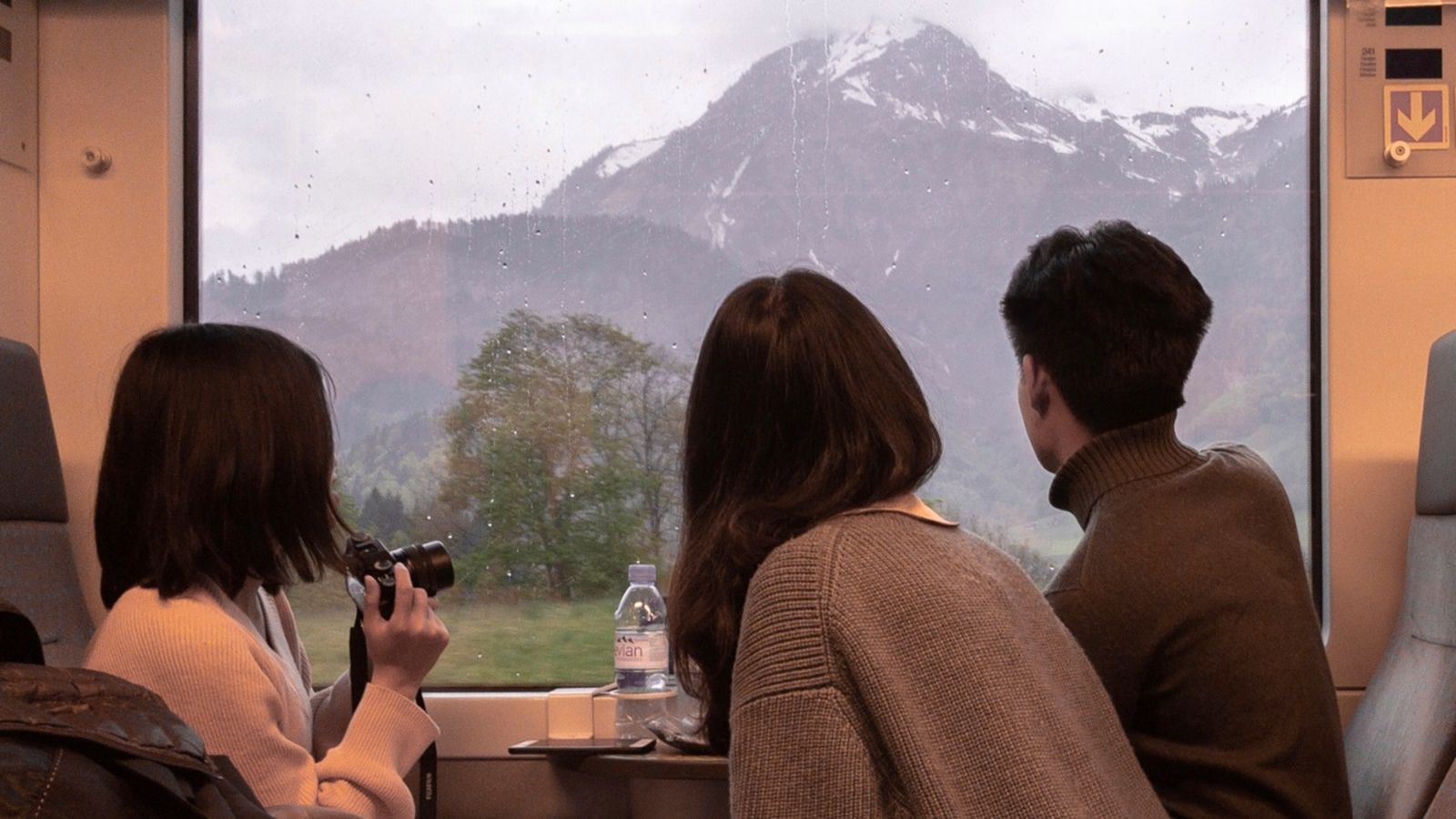 Un grup de turistes joves en tren