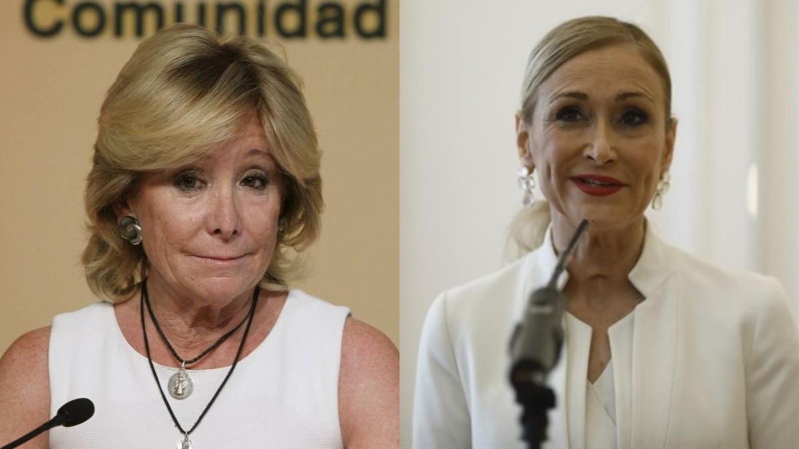 D'esquerra a dreta, les expresidentes de la Comunitat de Madrid Esperanza Aguirre i Cristina Cifuentes