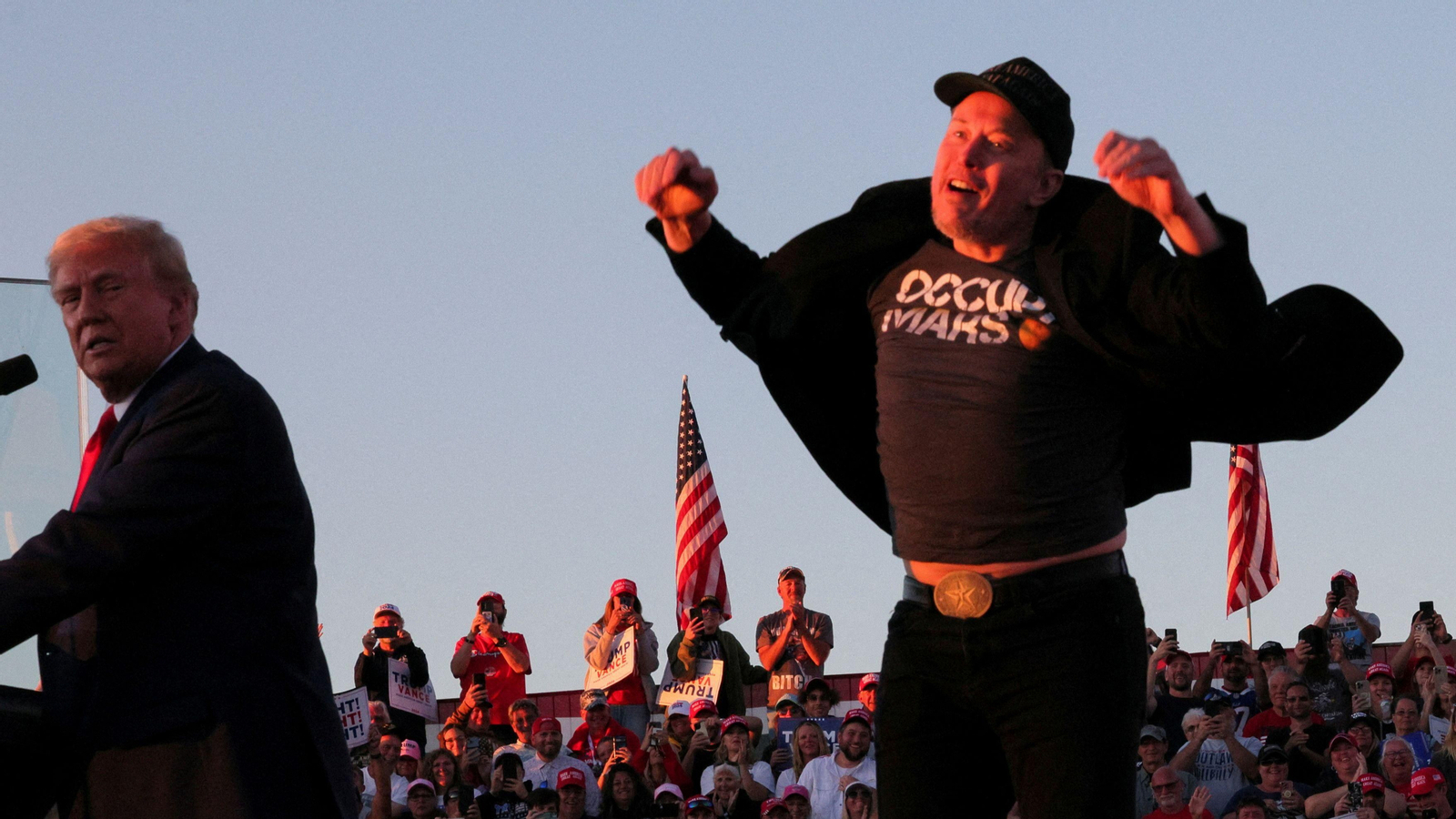 Donald Trump i Elon Musk, durant el míting a Butler, Pensilvània