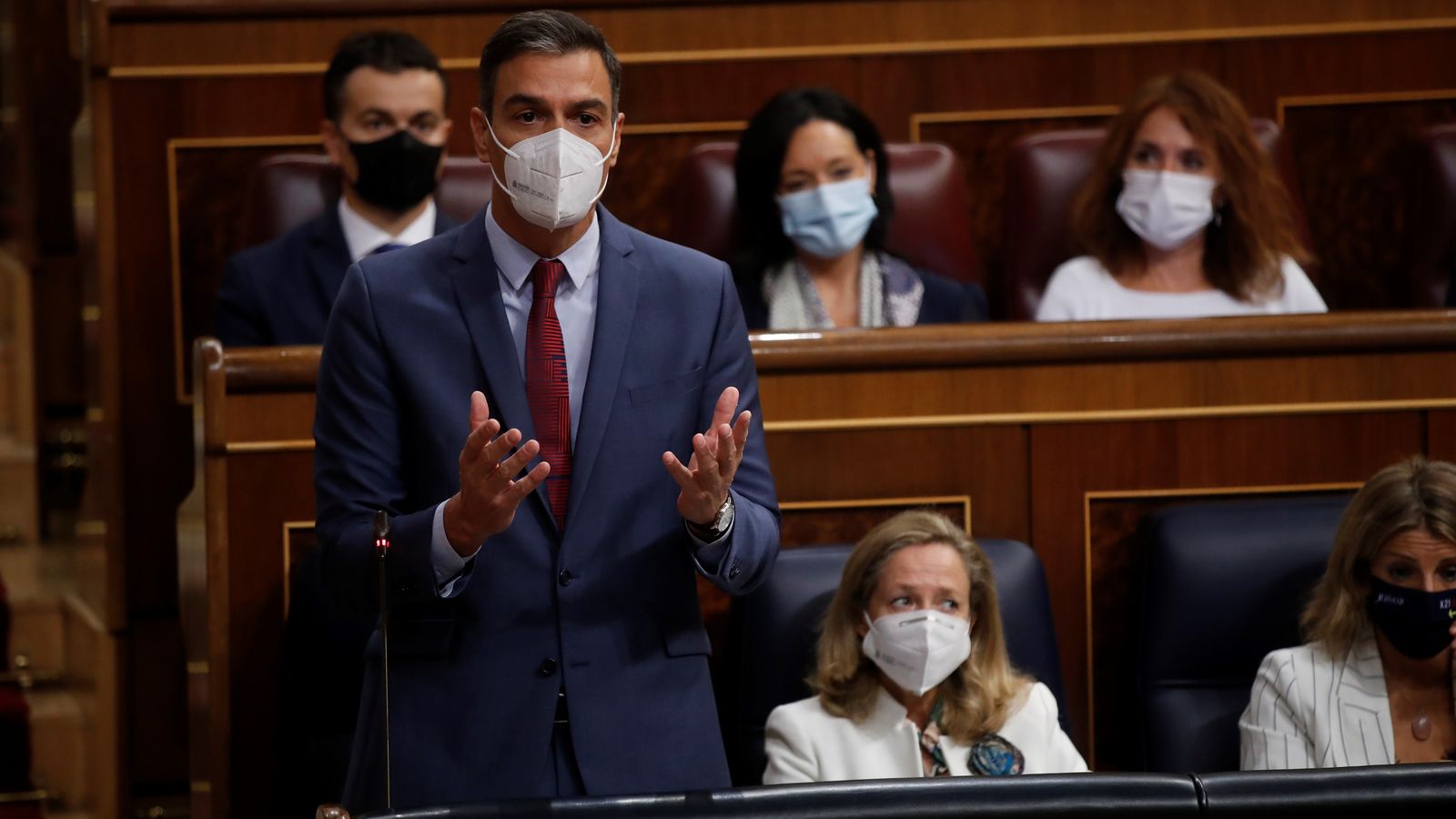 El president del govern, Pedro Sánchez, intervé en la sessió de control aquest dimecres en el Congrés dels Diputats